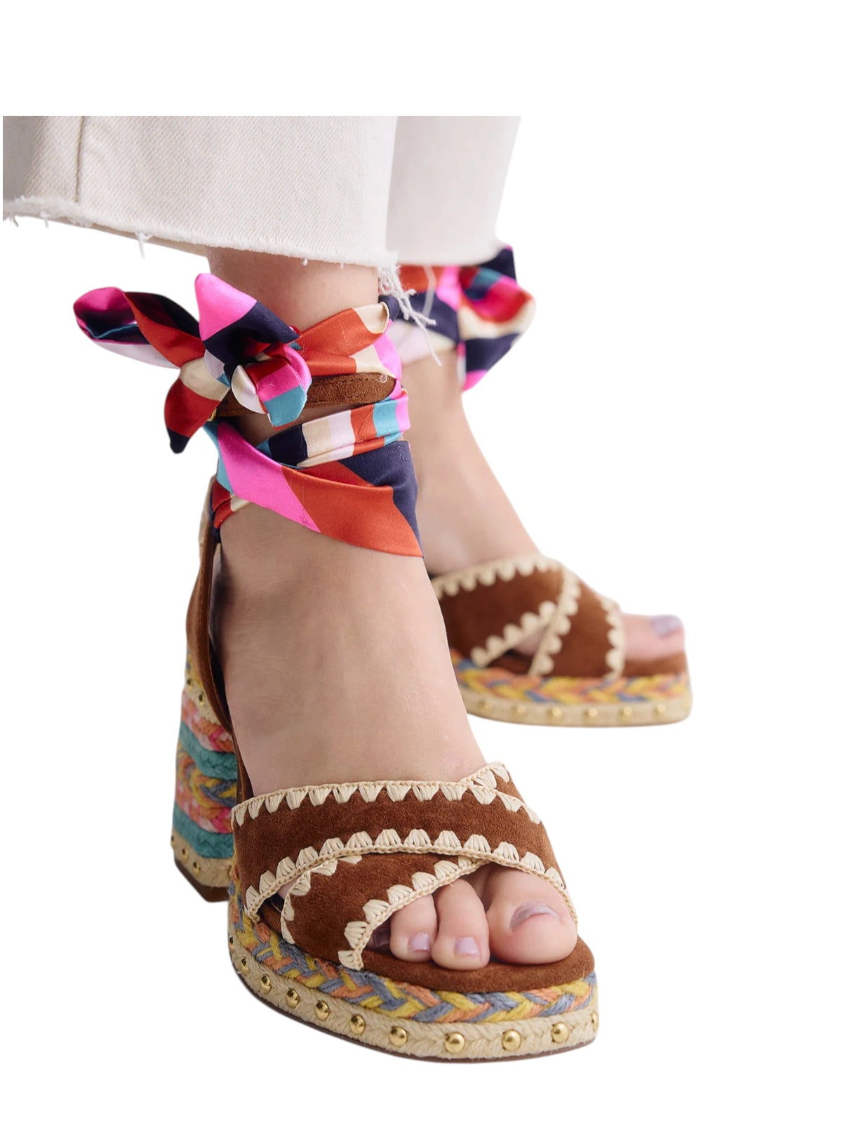 EXÉ SANDALO IN CORDA CON FOULARD