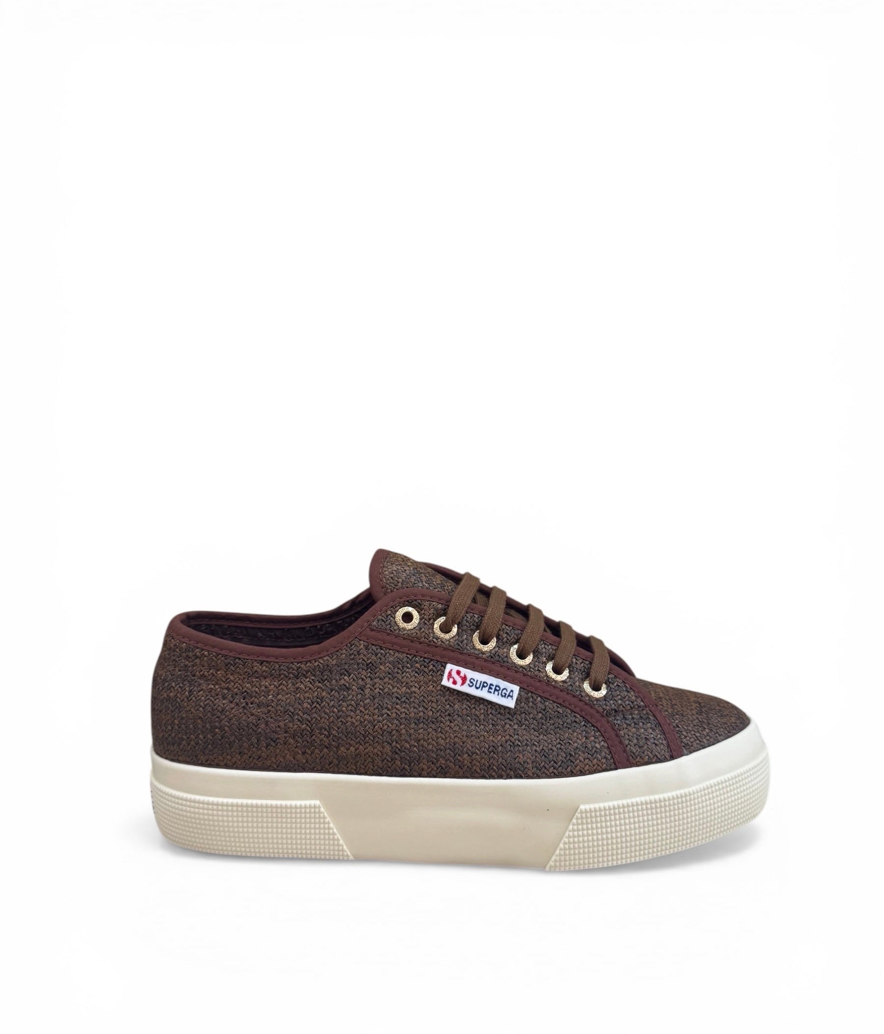 SUPERGA SNEAKERS 2740 PLATFORM RAFFIA BROWN COFFE