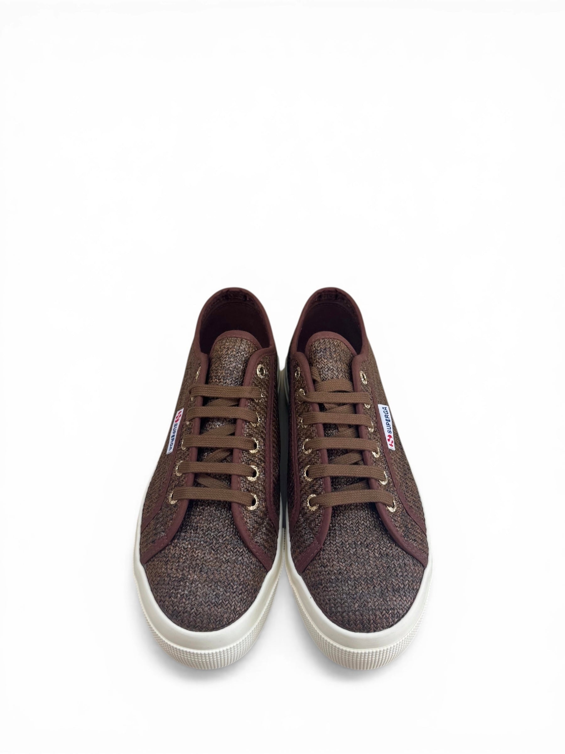 SUPERGA SNEAKERS 2740 PLATFORM RAFFIA BROWN COFFE