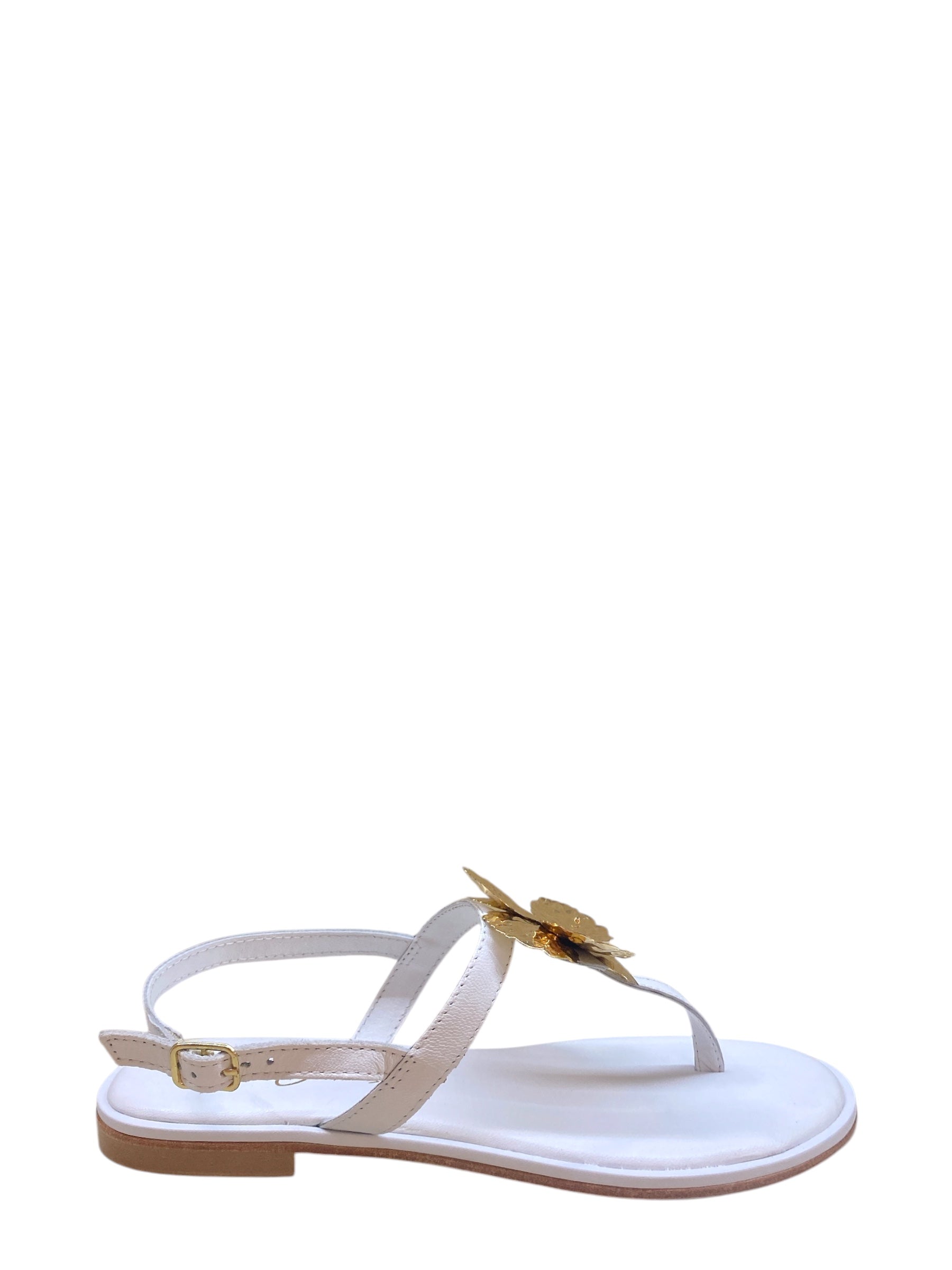 CRISTIN SANDALO INFRADITO CON FIORE ORO BIANCO