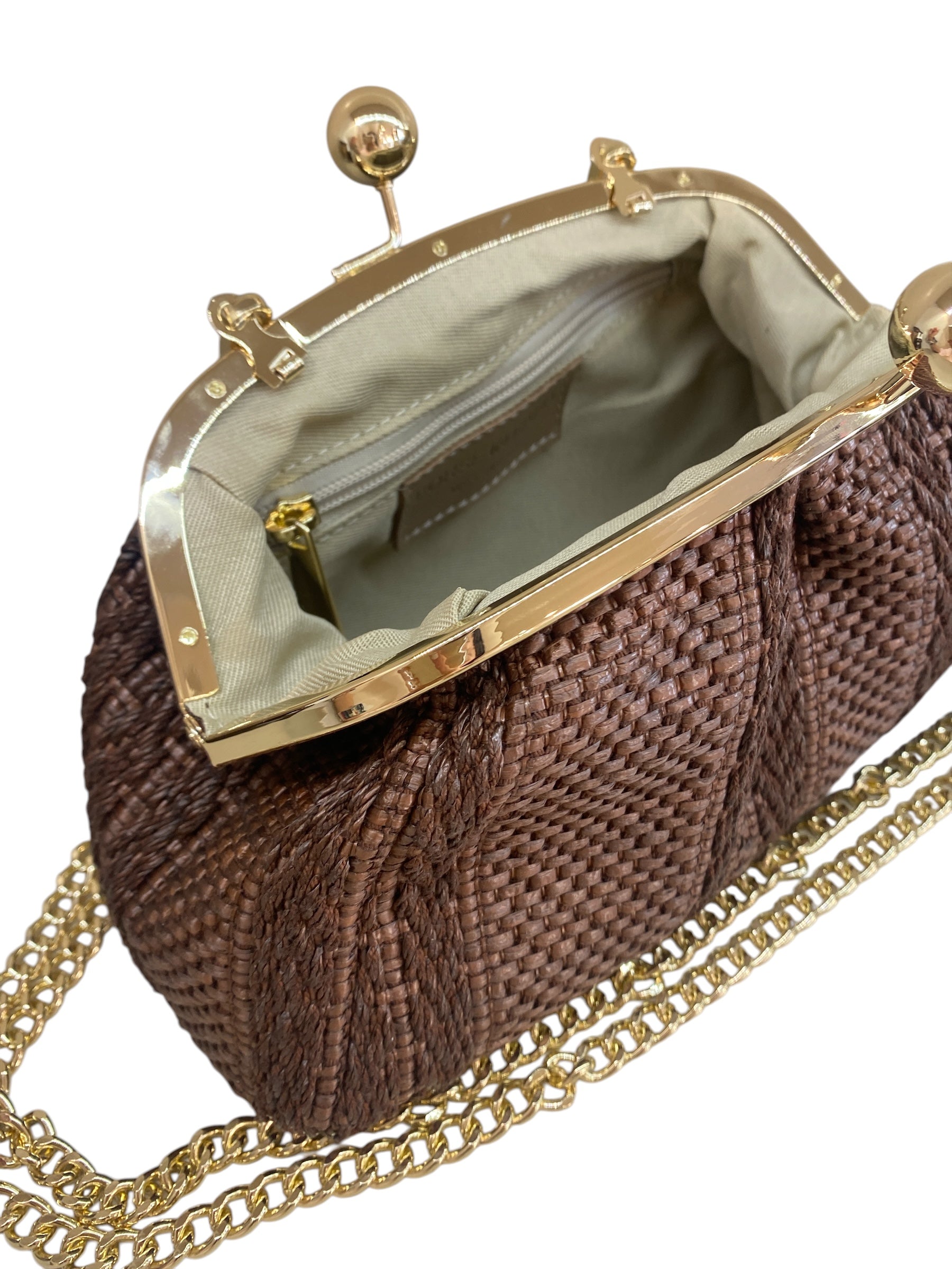 CECILE POCHETTE PASTICCINO RAFIA MORO