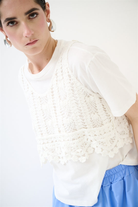 KIKISIX T-SHIRT CON TOP PANNA