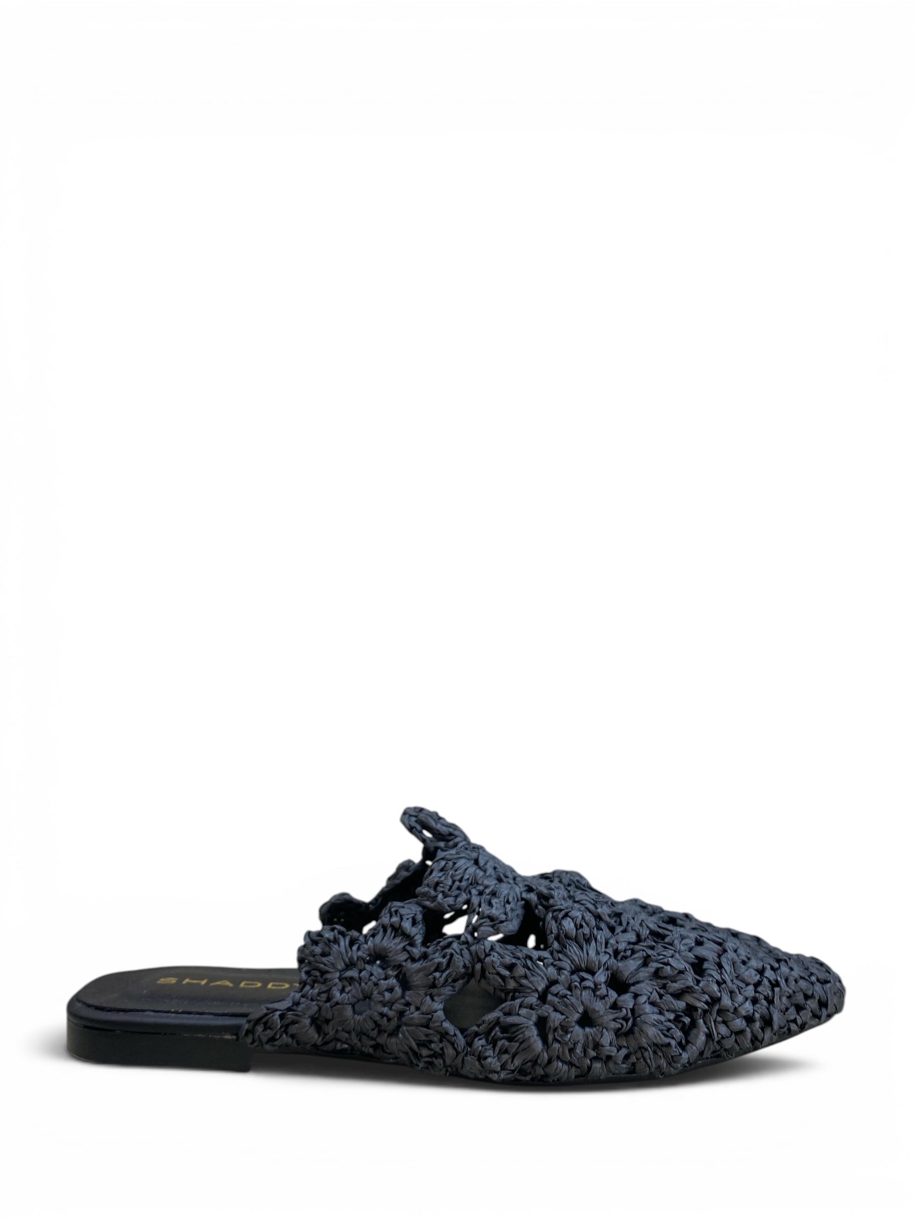 SHADDY MULES RAFIA NERO