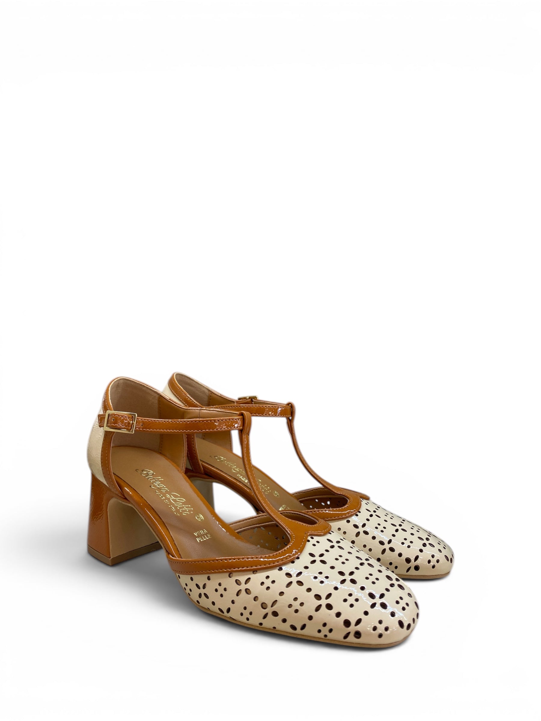 BOTTEGA LOTTI MARYJANE NAPLAK CREMA CUOIO