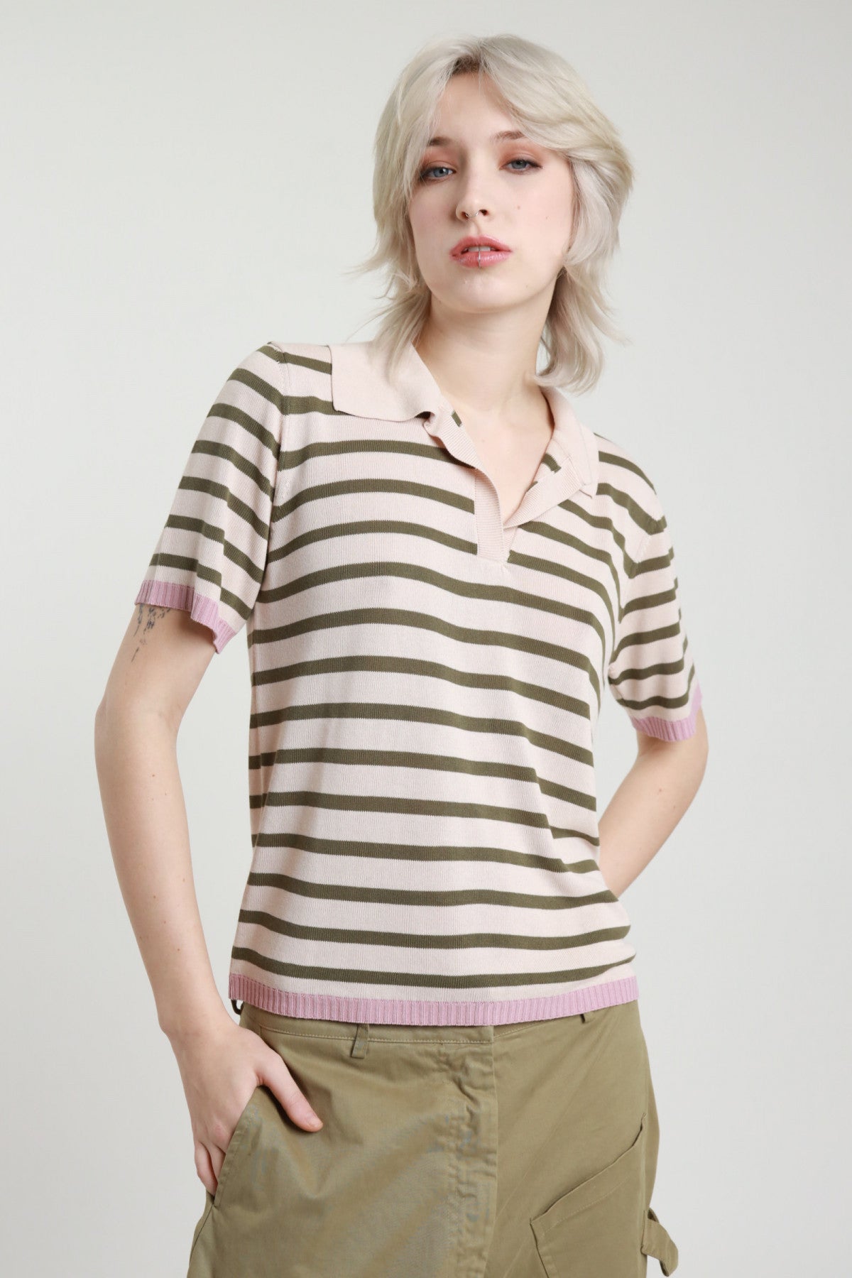 SUSY MIX POLO RIGHE VERDE E ROSA