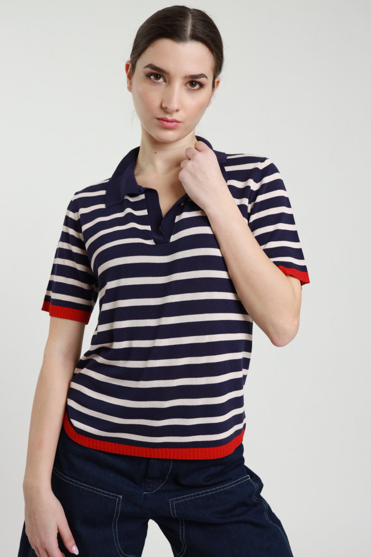 SUSY MIX POLO RIGHE BLU E ROSSO