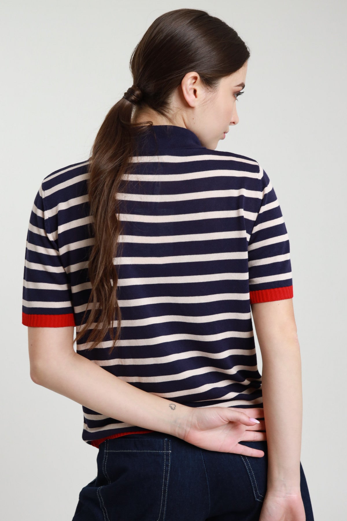 SUSY MIX POLO RIGHE BLU E ROSSO