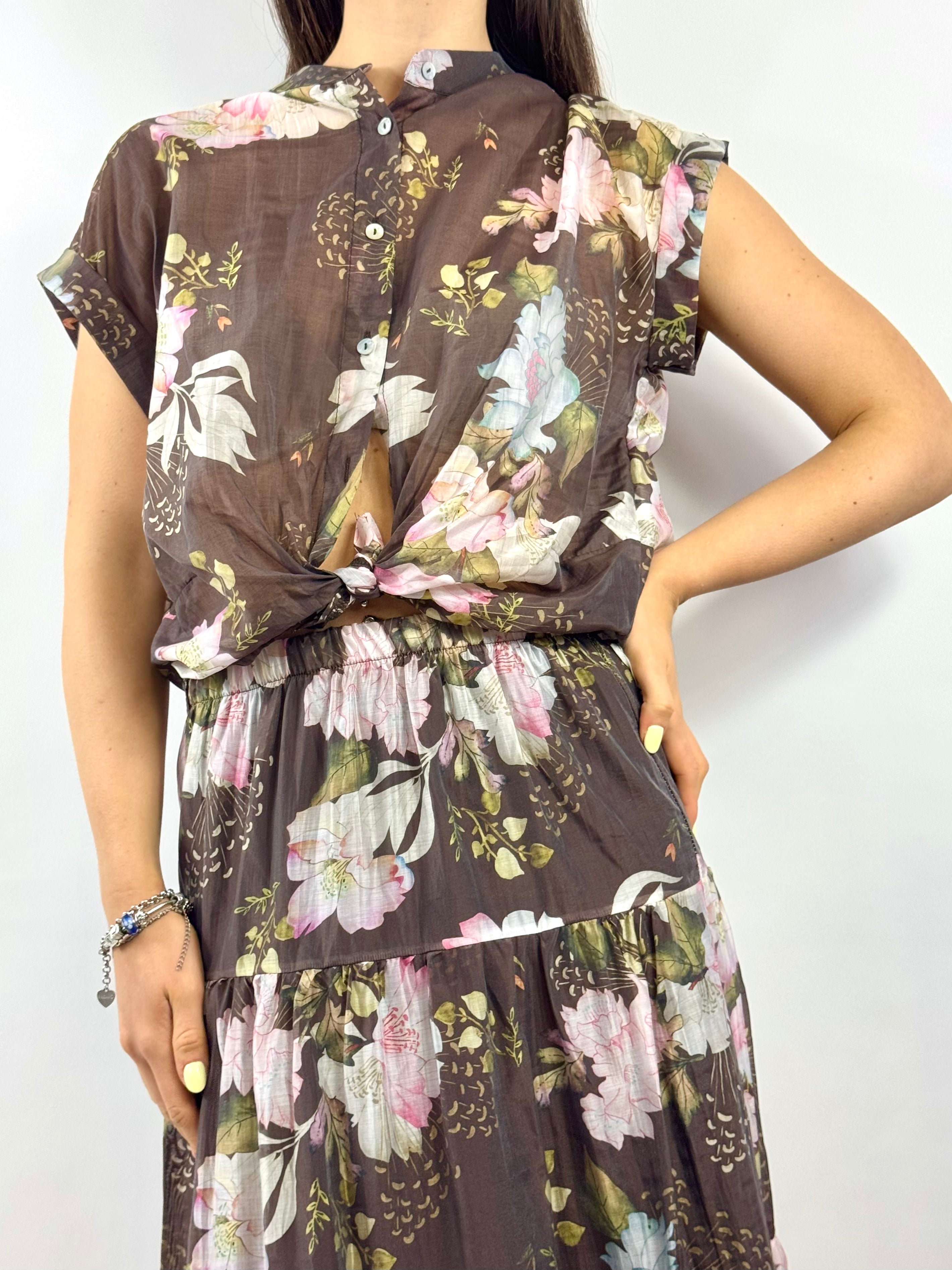 SUSY MIX CAMICIA FLOREALE MORO