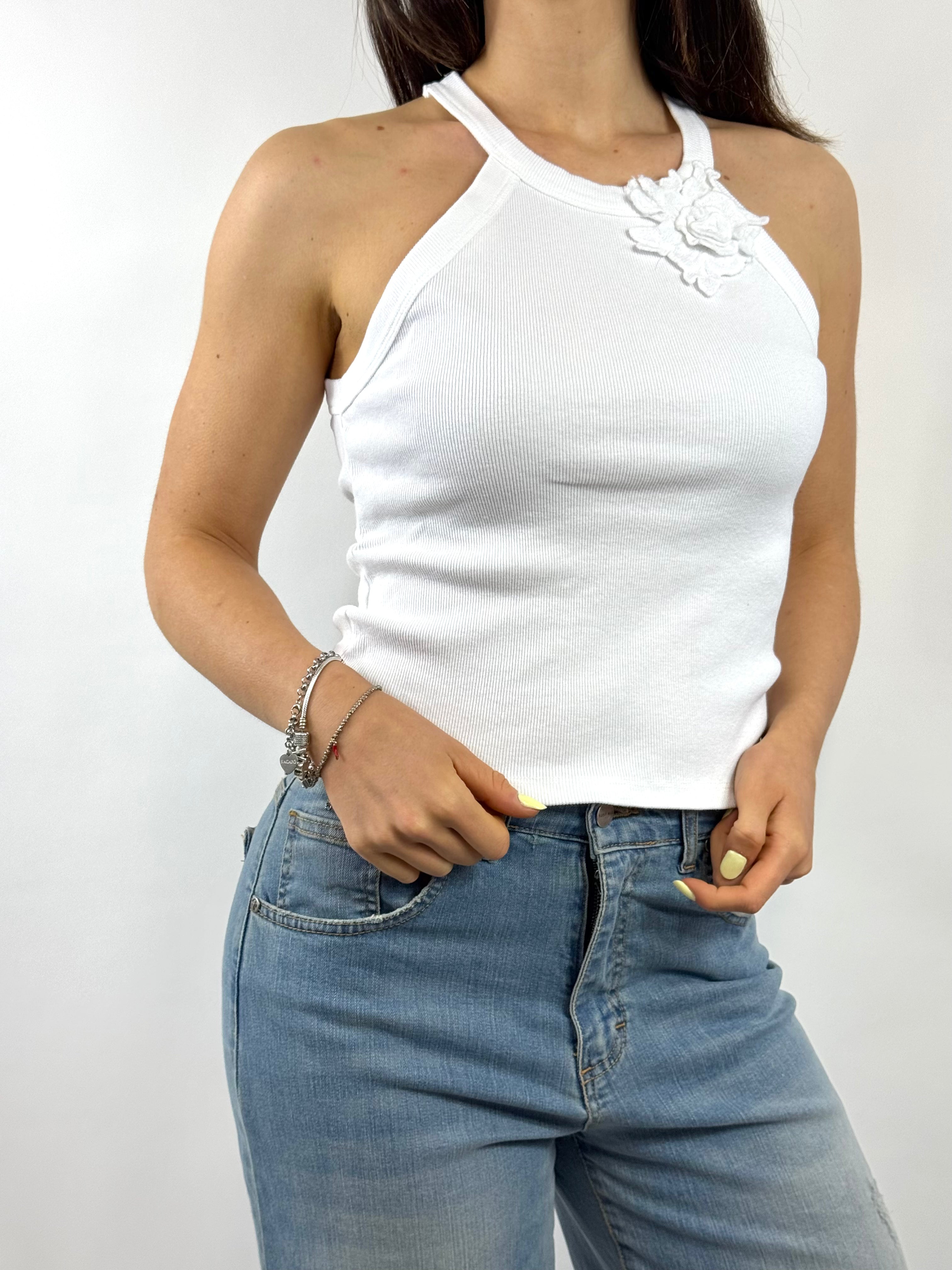 SUSY MIX CANOTTA BIANCA CON FIORE