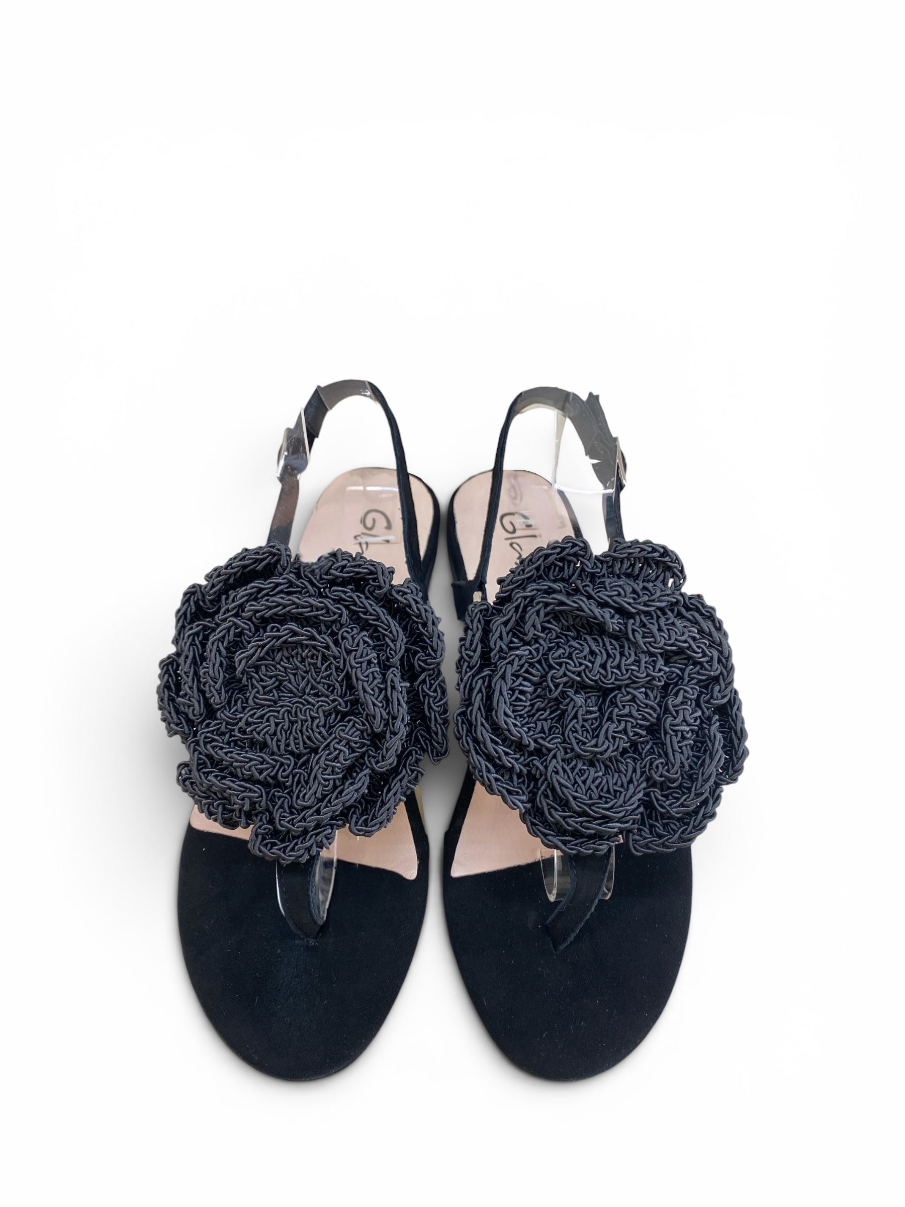 GLAM SANDALO RAFIA FIORE NERO