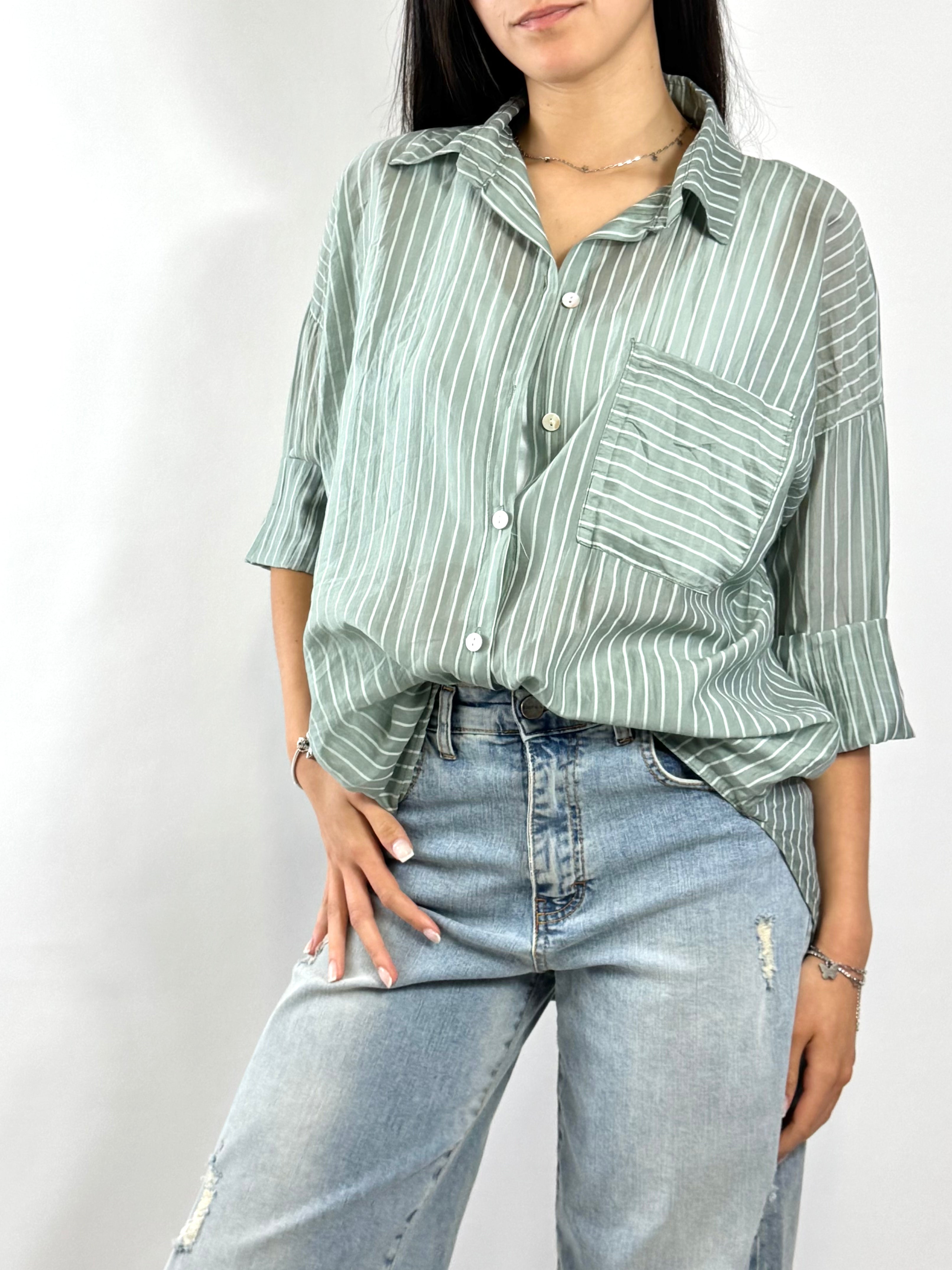 CECILE CAMICIA RIGHE SALVIA