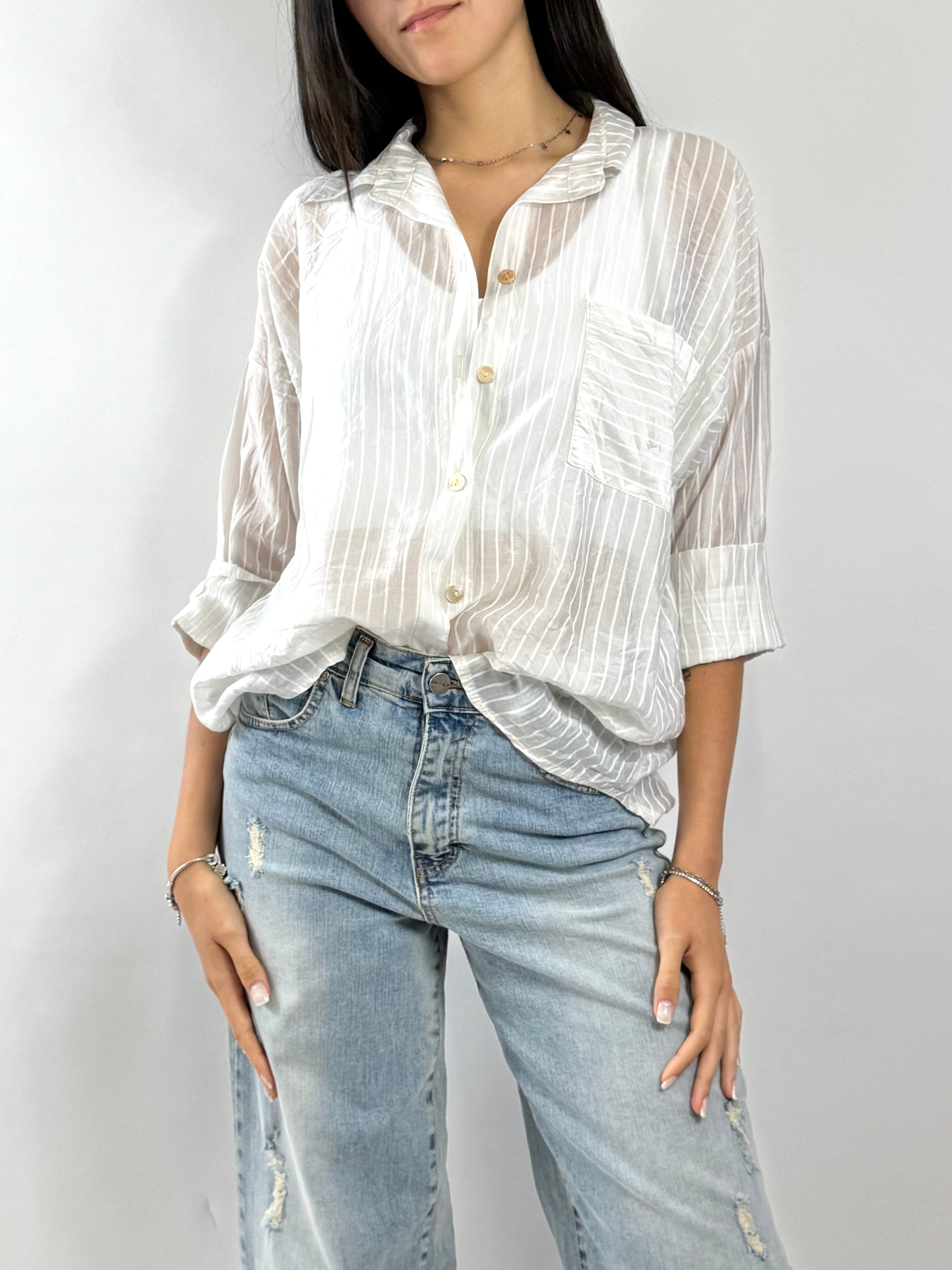 CECILE CAMICIA A RIGHE BIANCA
