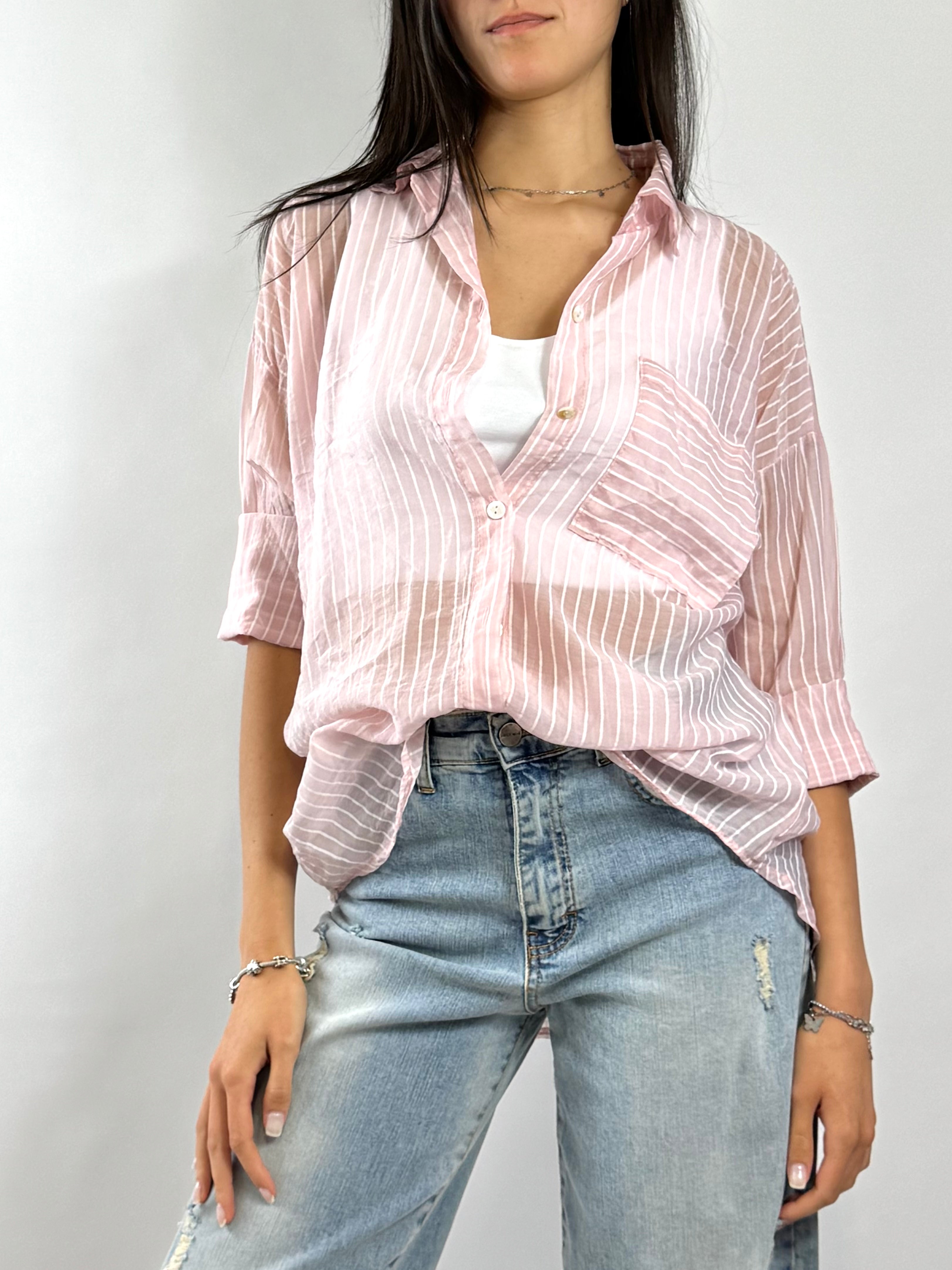 CECILIE CAMICIA RIGHE ROSA