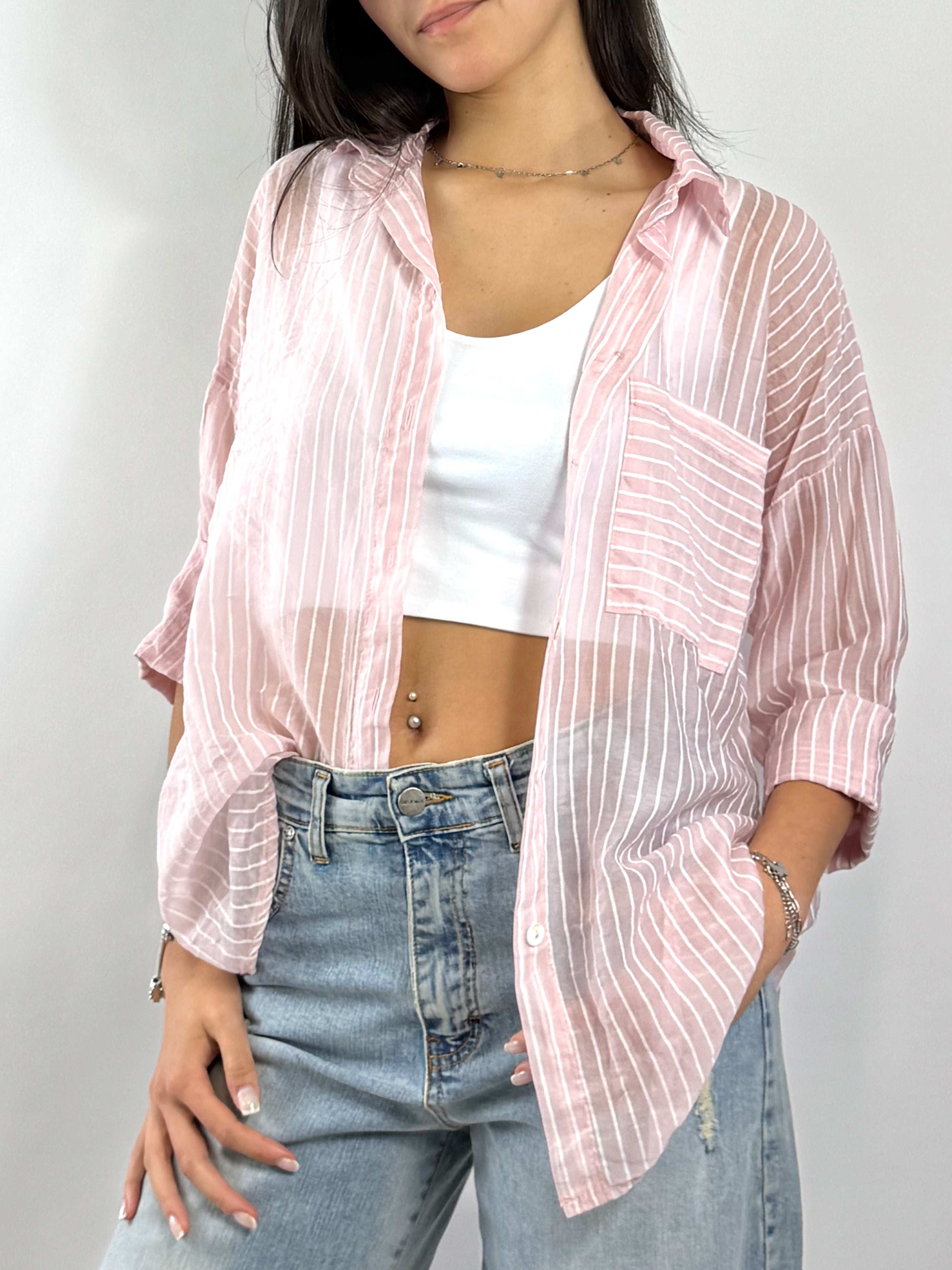CECILIE CAMICIA RIGHE ROSA