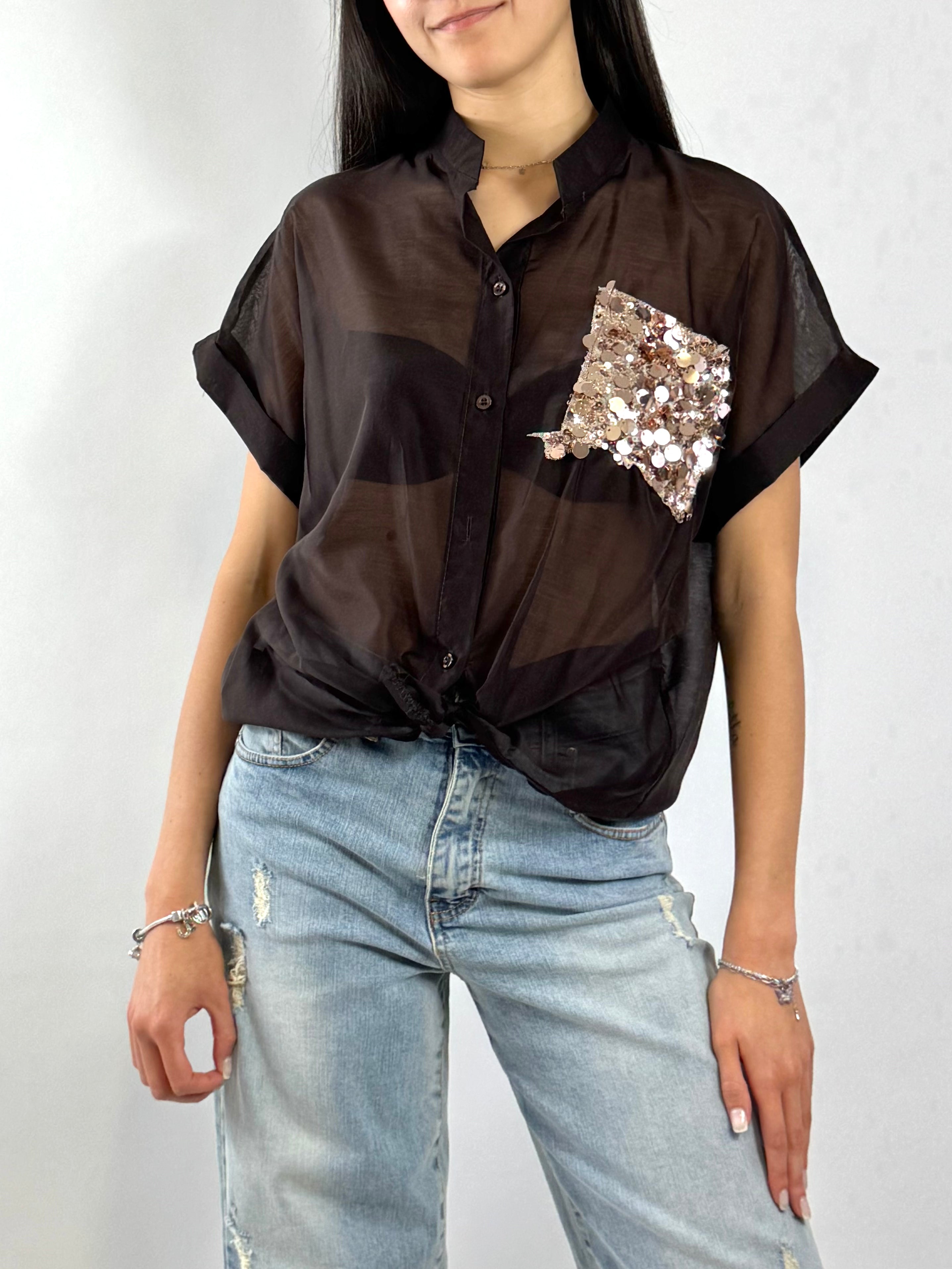 CECILE CAMICIA TASCA PAILLETTES MORO