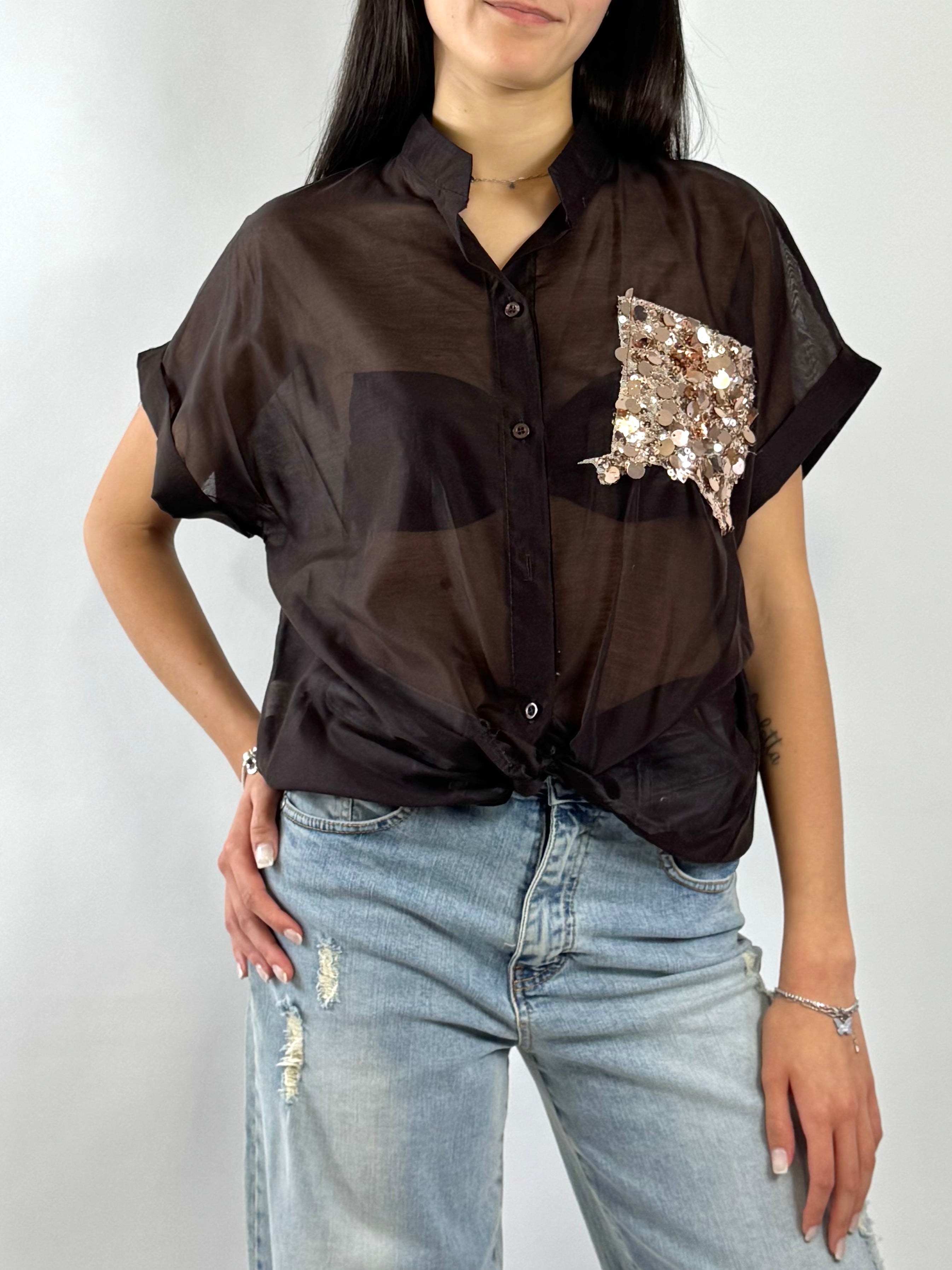 CECILE CAMICIA TASCA PAILLETTES MORO