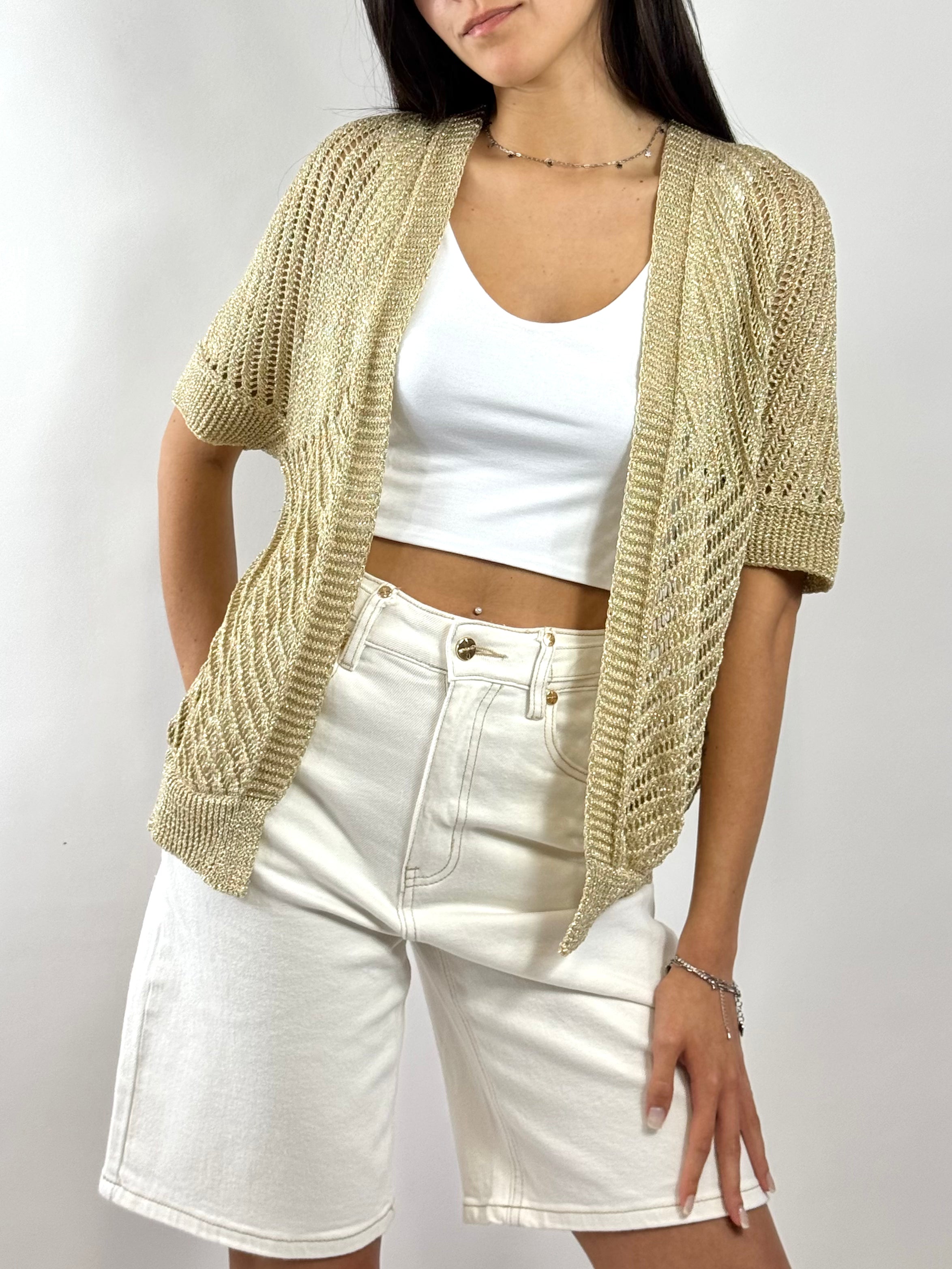 CECILE CARDIGAN LAMÈ ORO