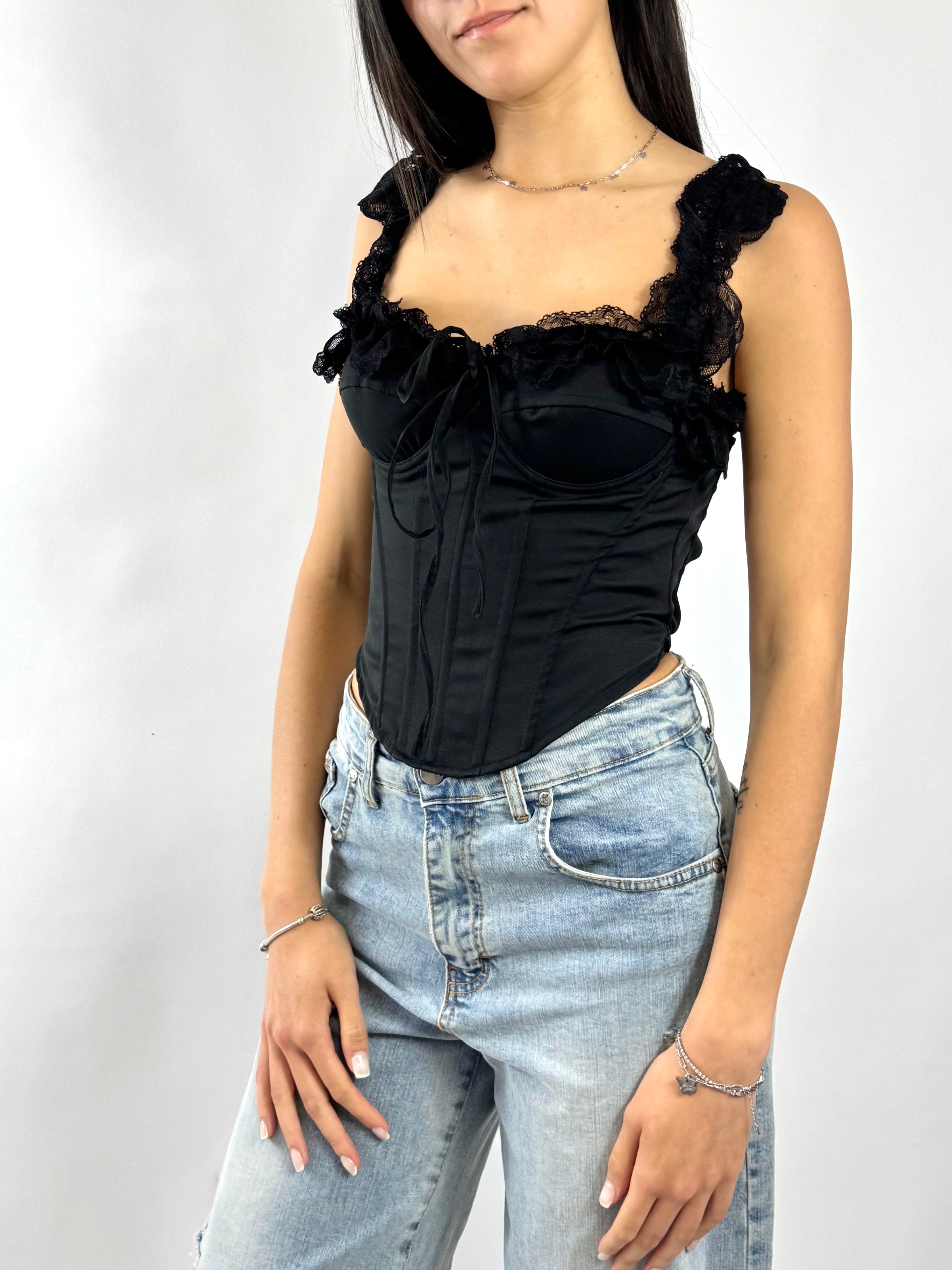CECILIE CORSETTO ROUCHES NERO
