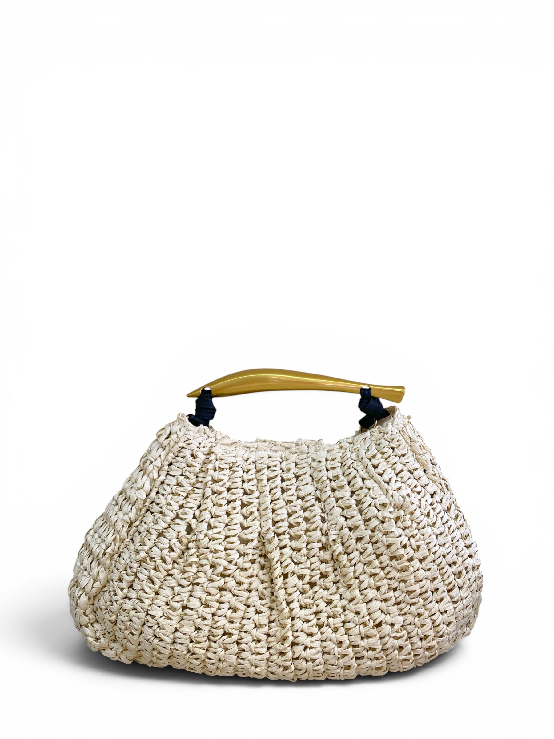 SUSY MIX POCHETTE RAFIA BEIGE CON MANICO ORO