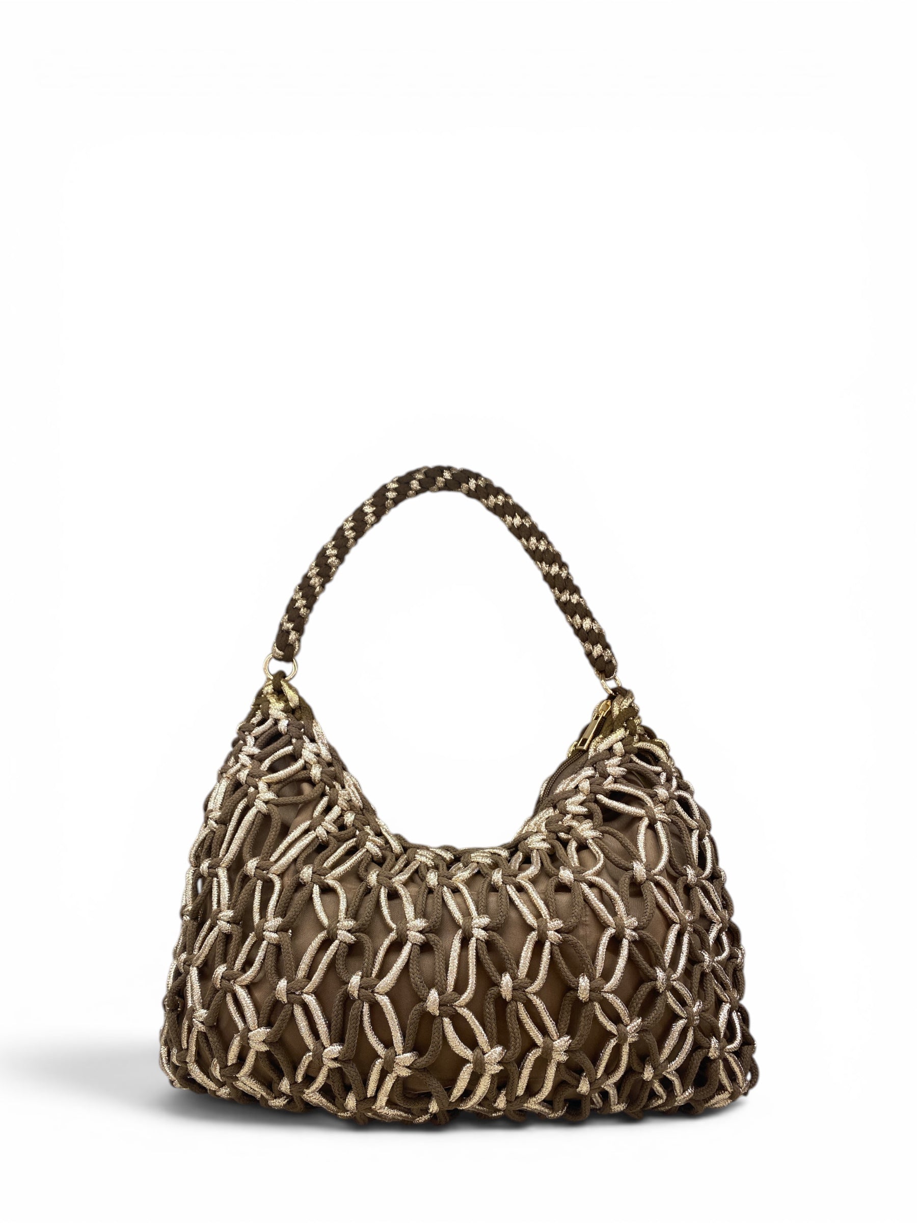 CECILE BORSA CORDINI LAMINATA MARRONE