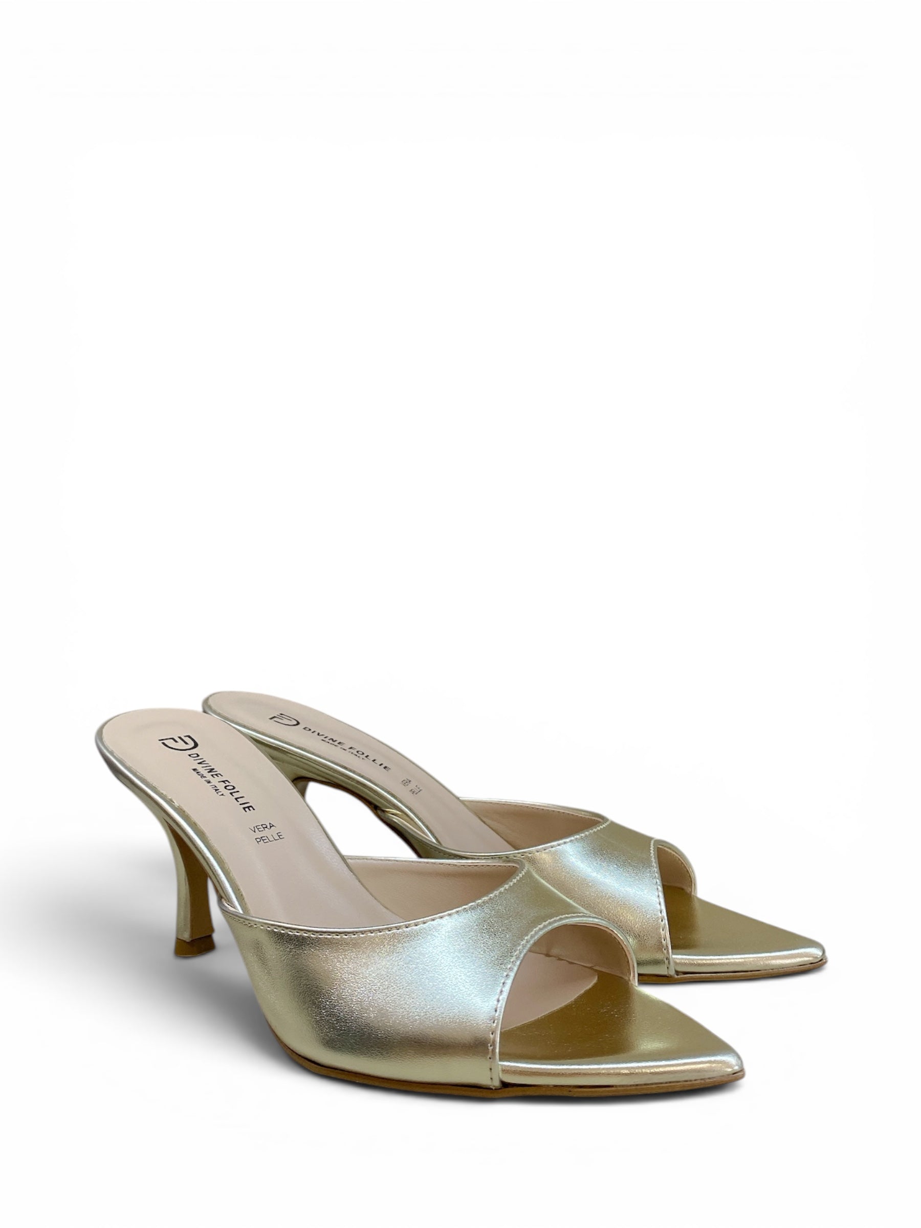 DIVINE FOLLIE CIABATTA CON TACCO PLATINO