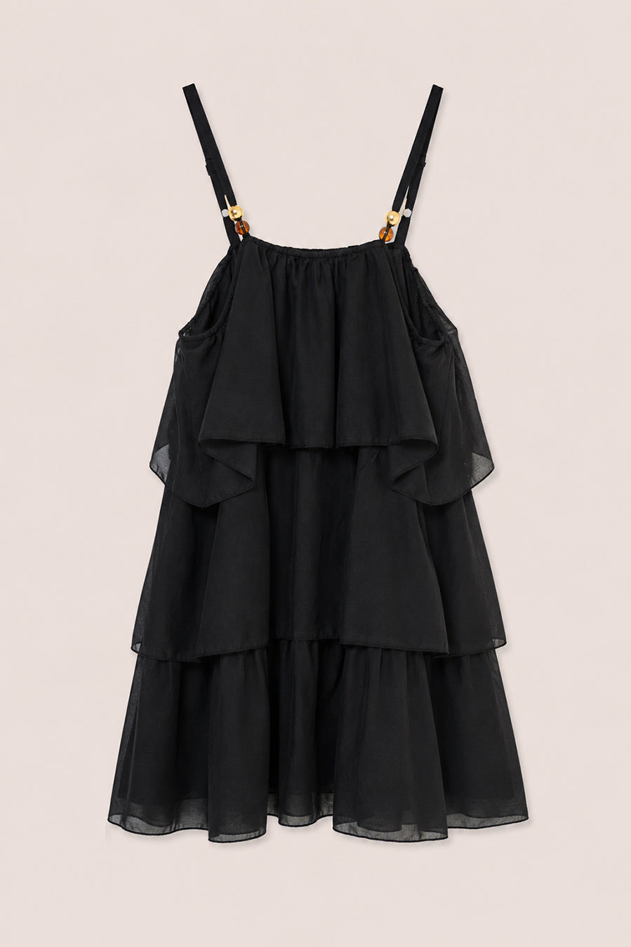 KIKISIX ABITO IN MUSSOLA COTONE NERO