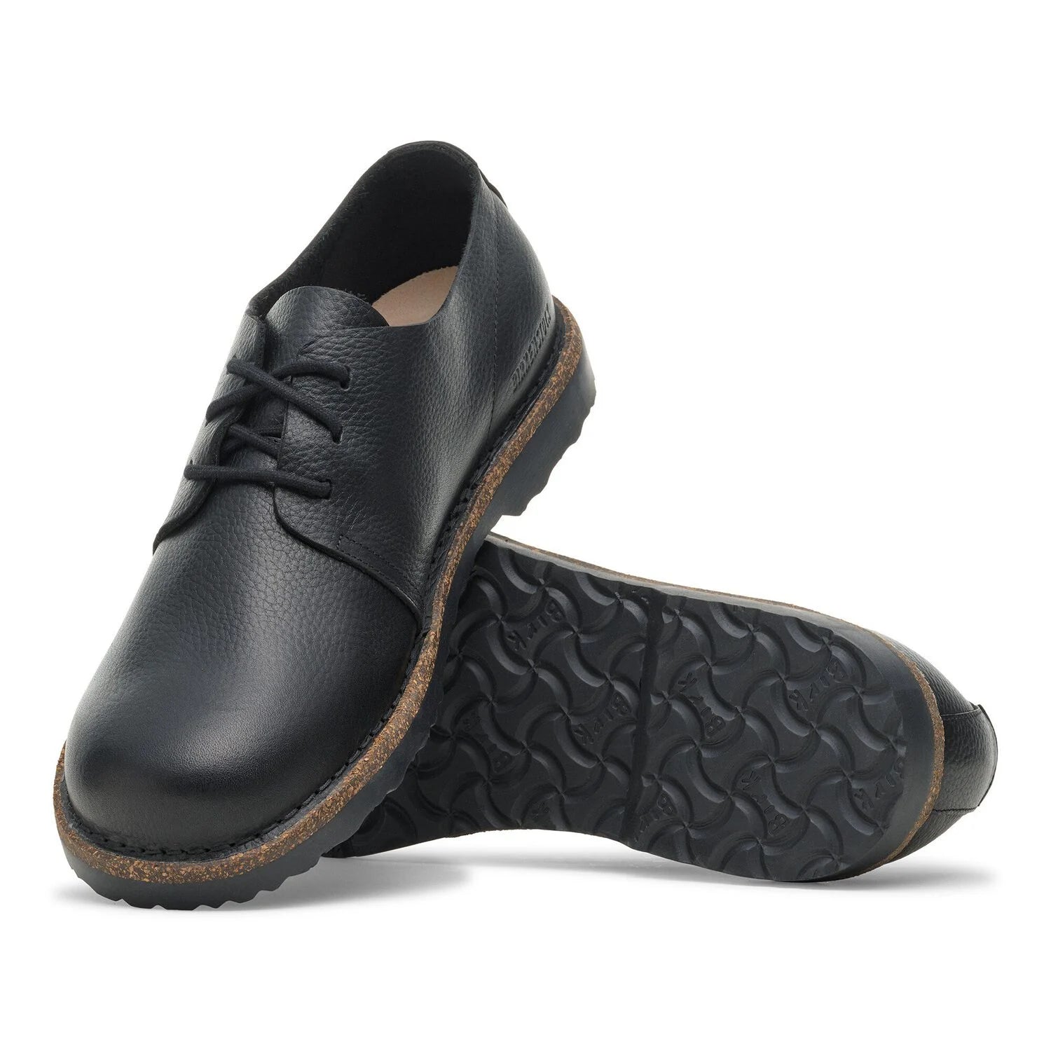 BIRKENSTOCK SCARPA STRINGATA IN  PELLE NERA