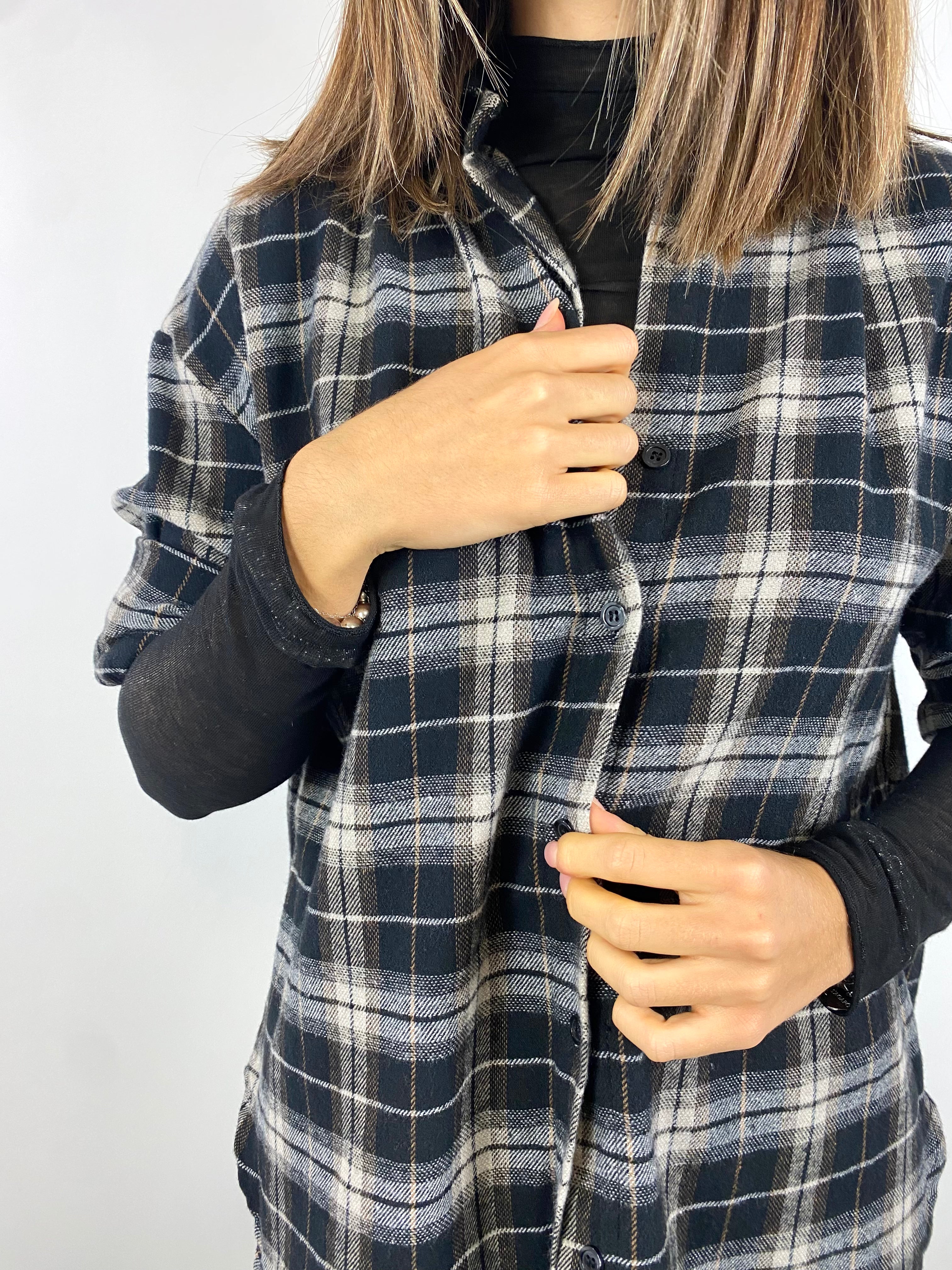 SUSY MIX CAMICIA A QUADRI NERA