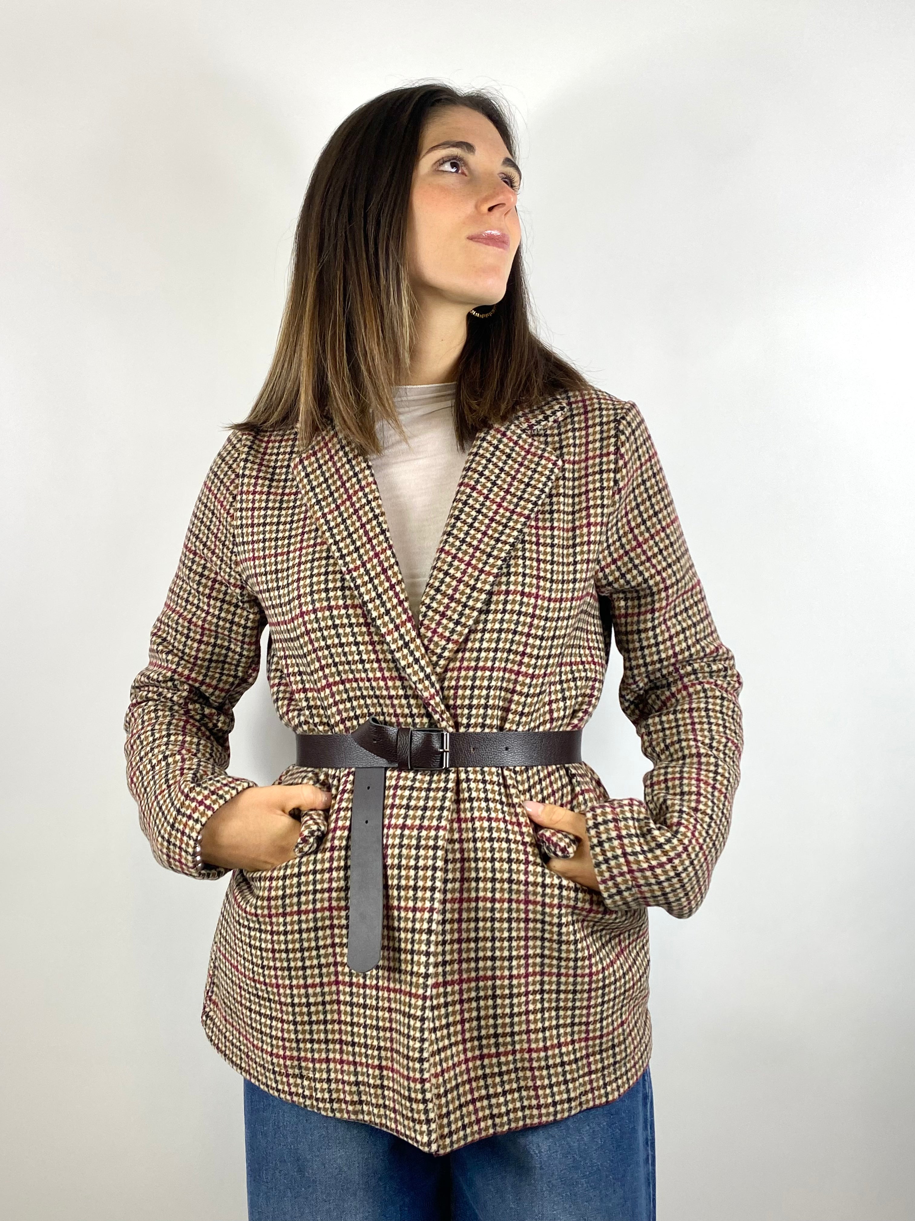 KIKISIX GIACCA A QUADRI MONOPETTO