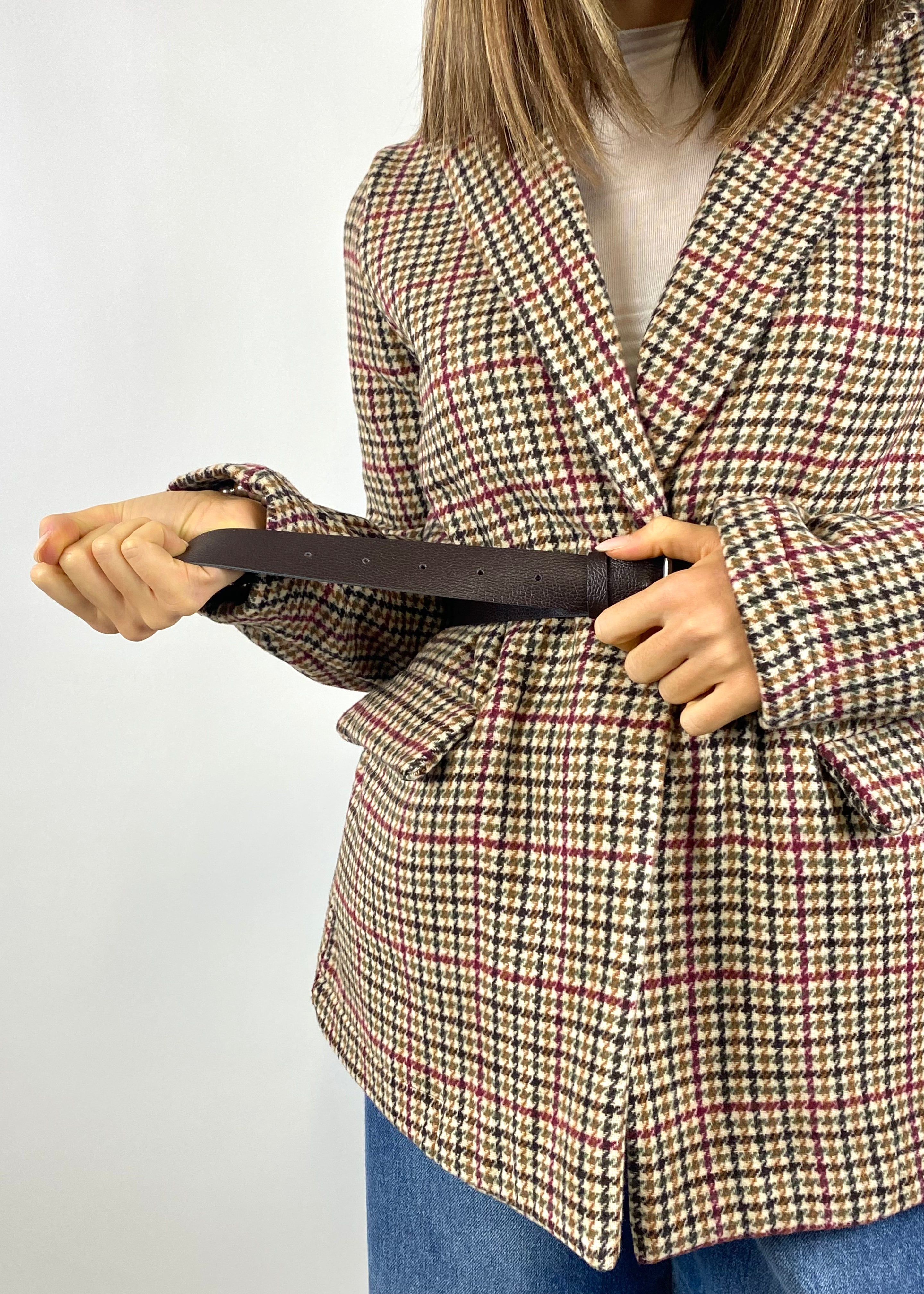 KIKISIX GIACCA A QUADRI MONOPETTO