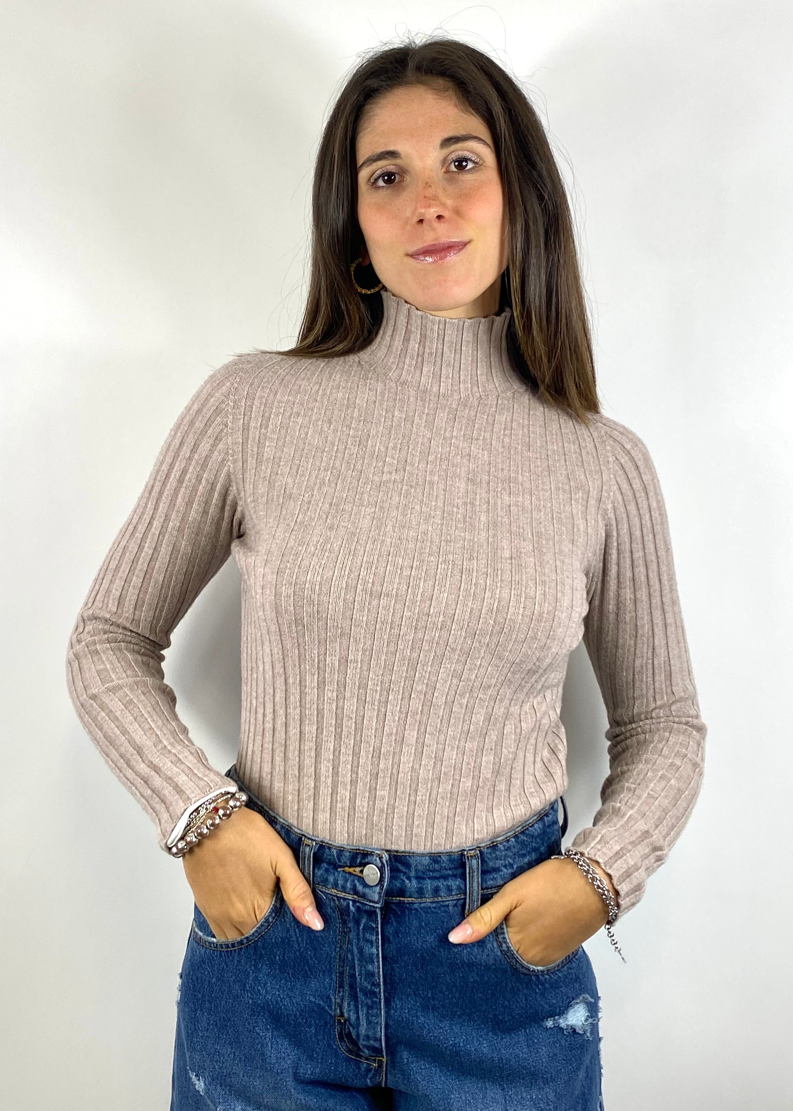 SUSY MIX MAGLIA A COSTINE BEIGE