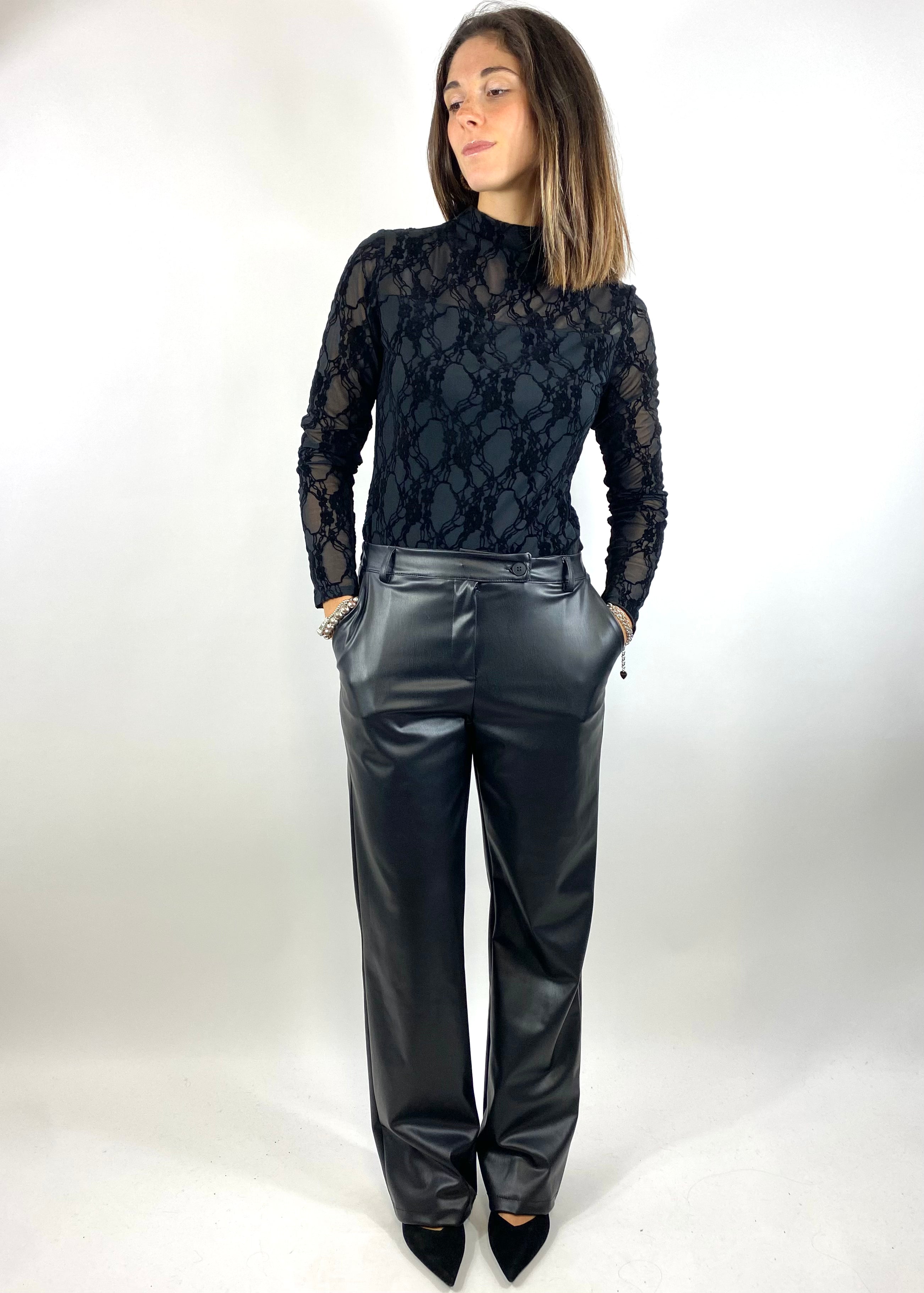 SUSY MIX PANTALONE ECOPELLE NERO