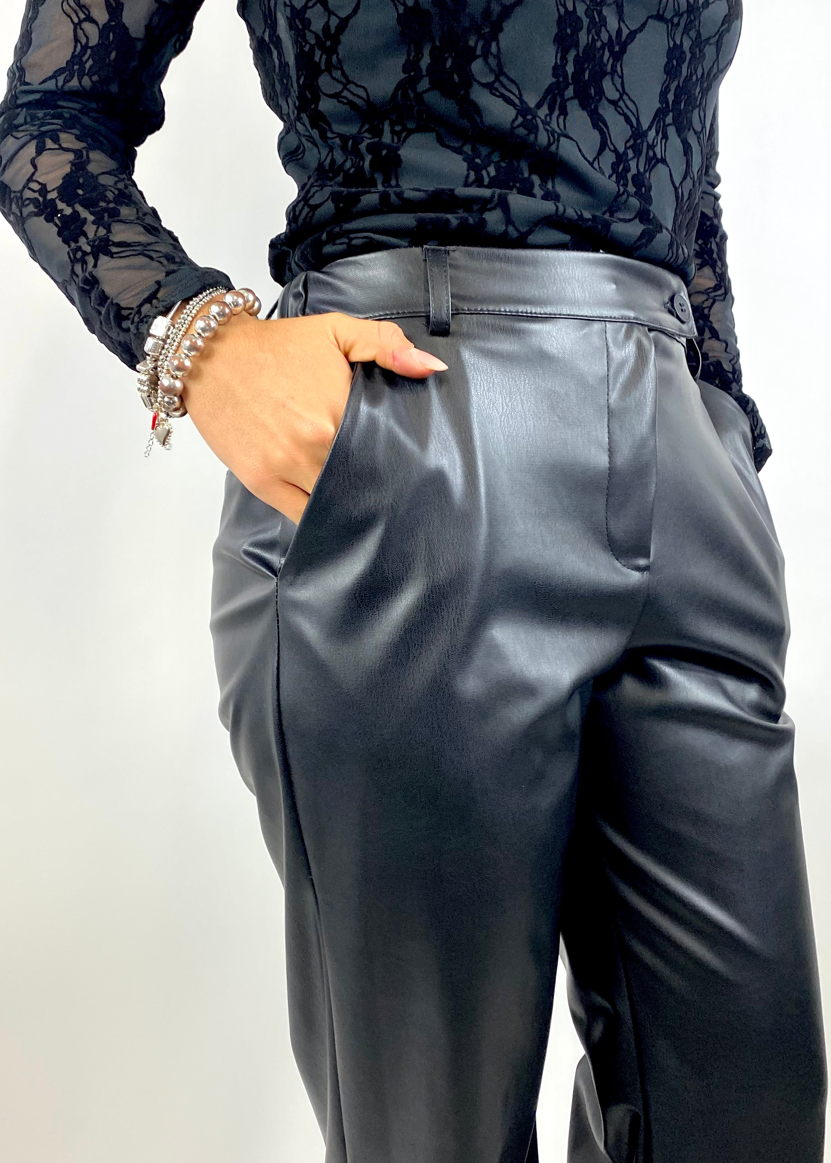 SUSY MIX PANTALONE ECOPELLE NERO
