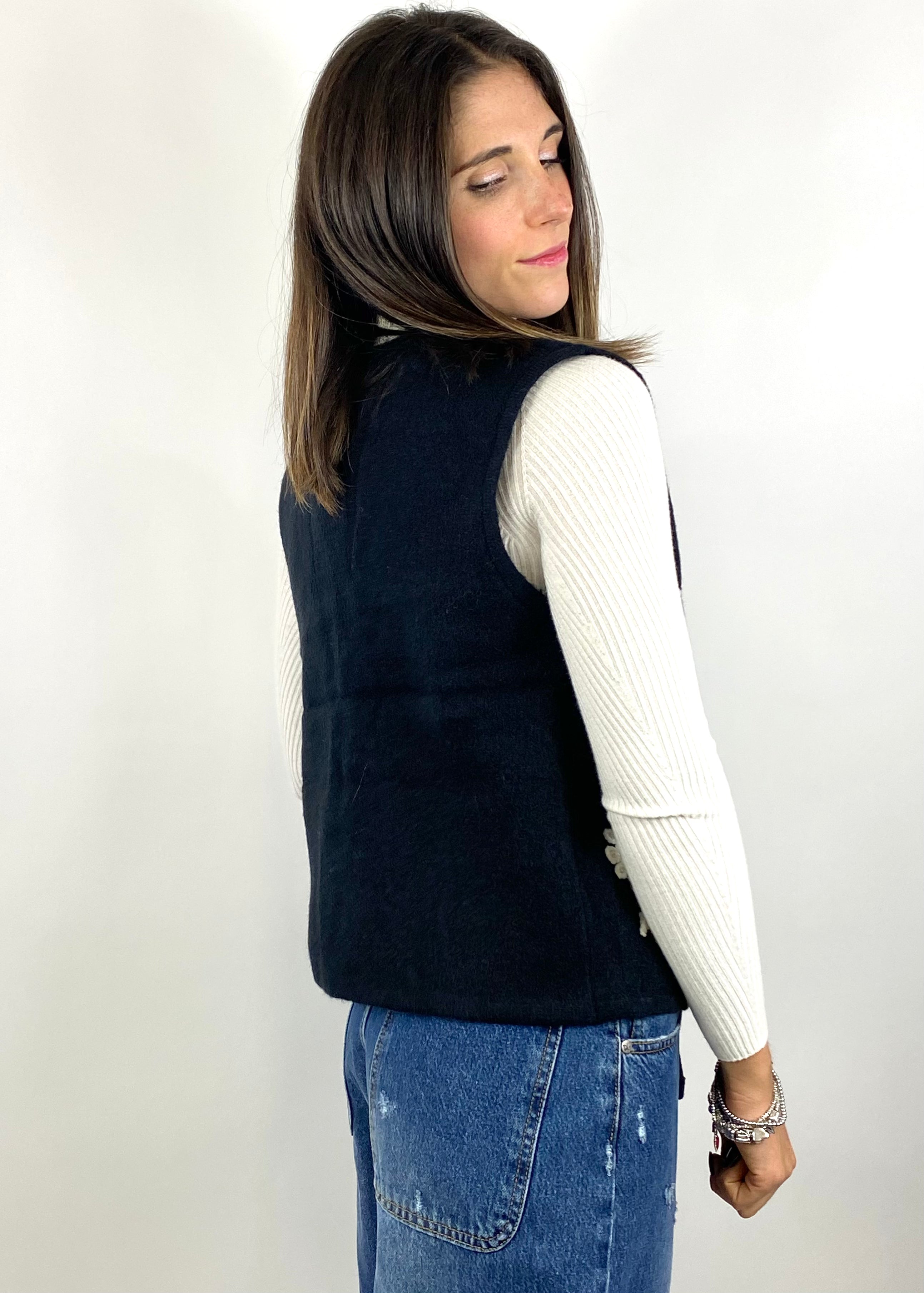 SUSY MIX GILET CON RICAMI NERO