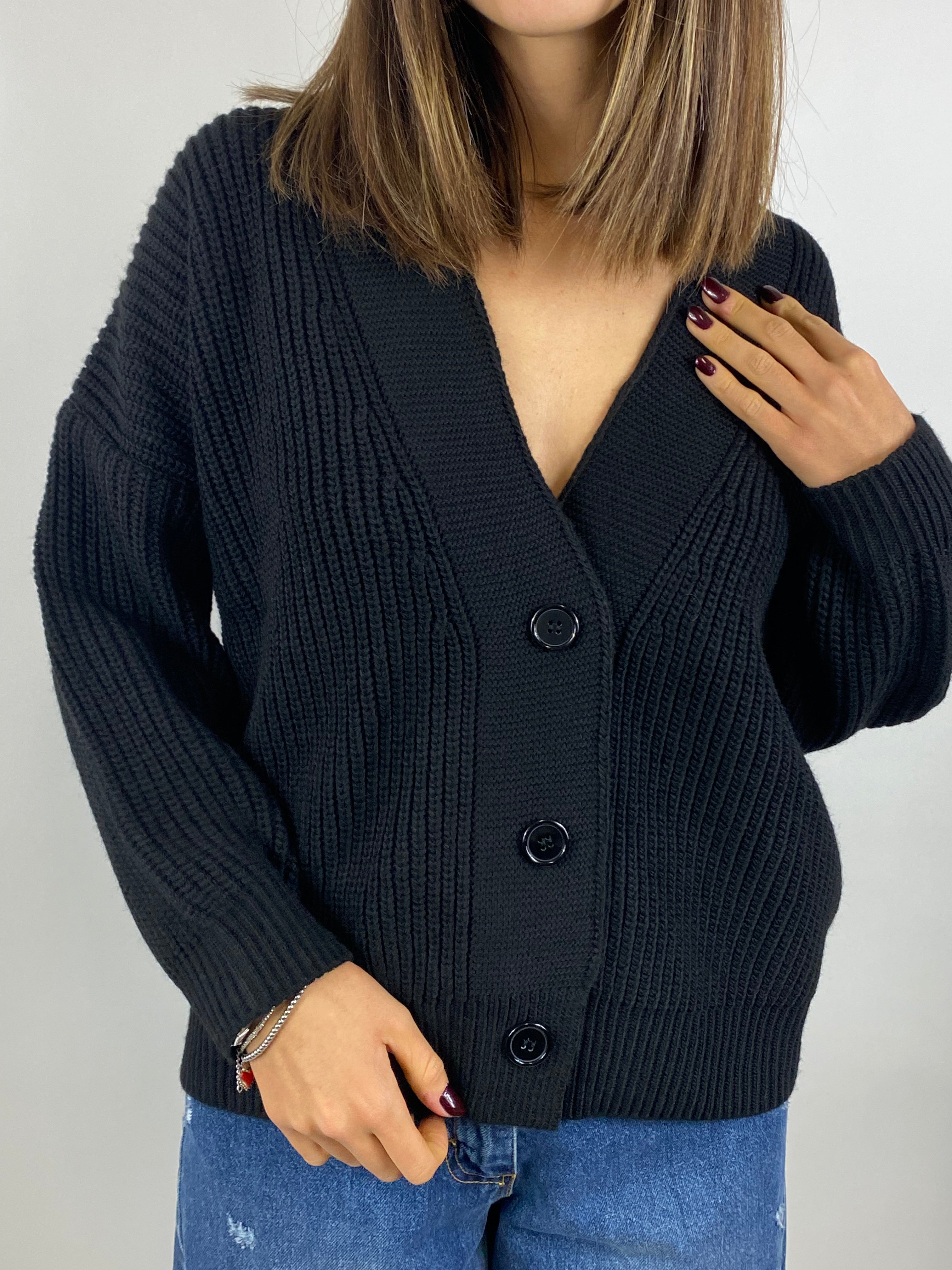 SUSY MIX CARDIGAN A COSTE NERO