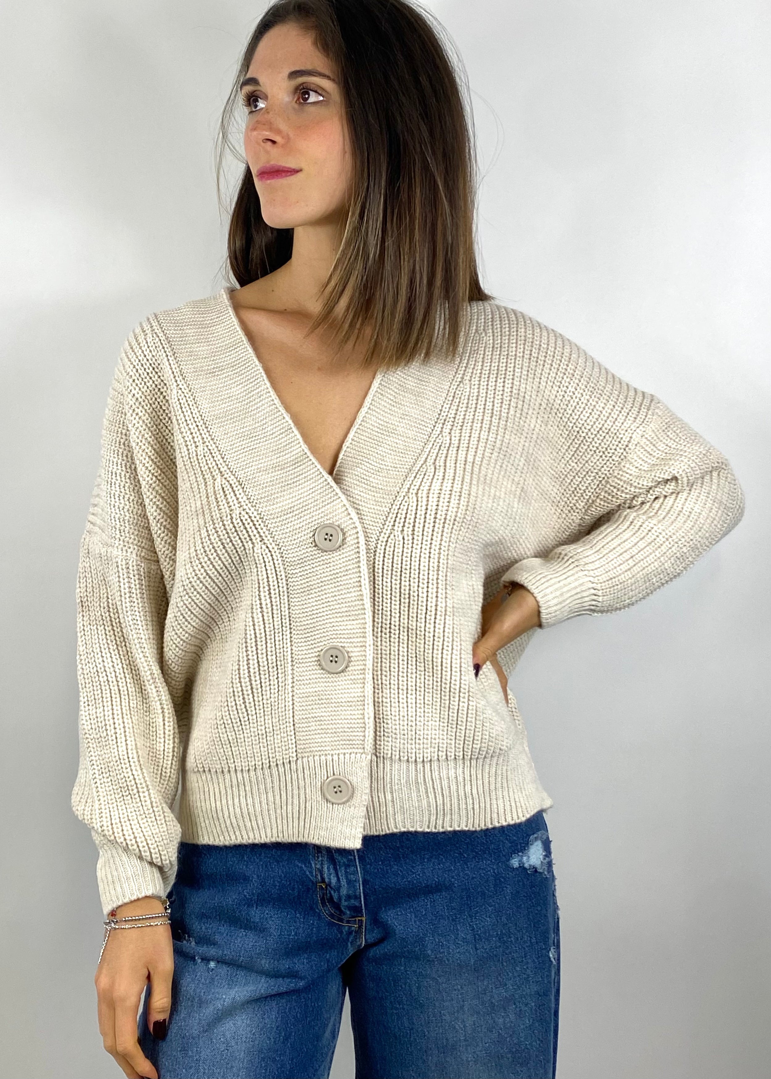 SUSY MIX CARDIGAN A COSTE BEIGE