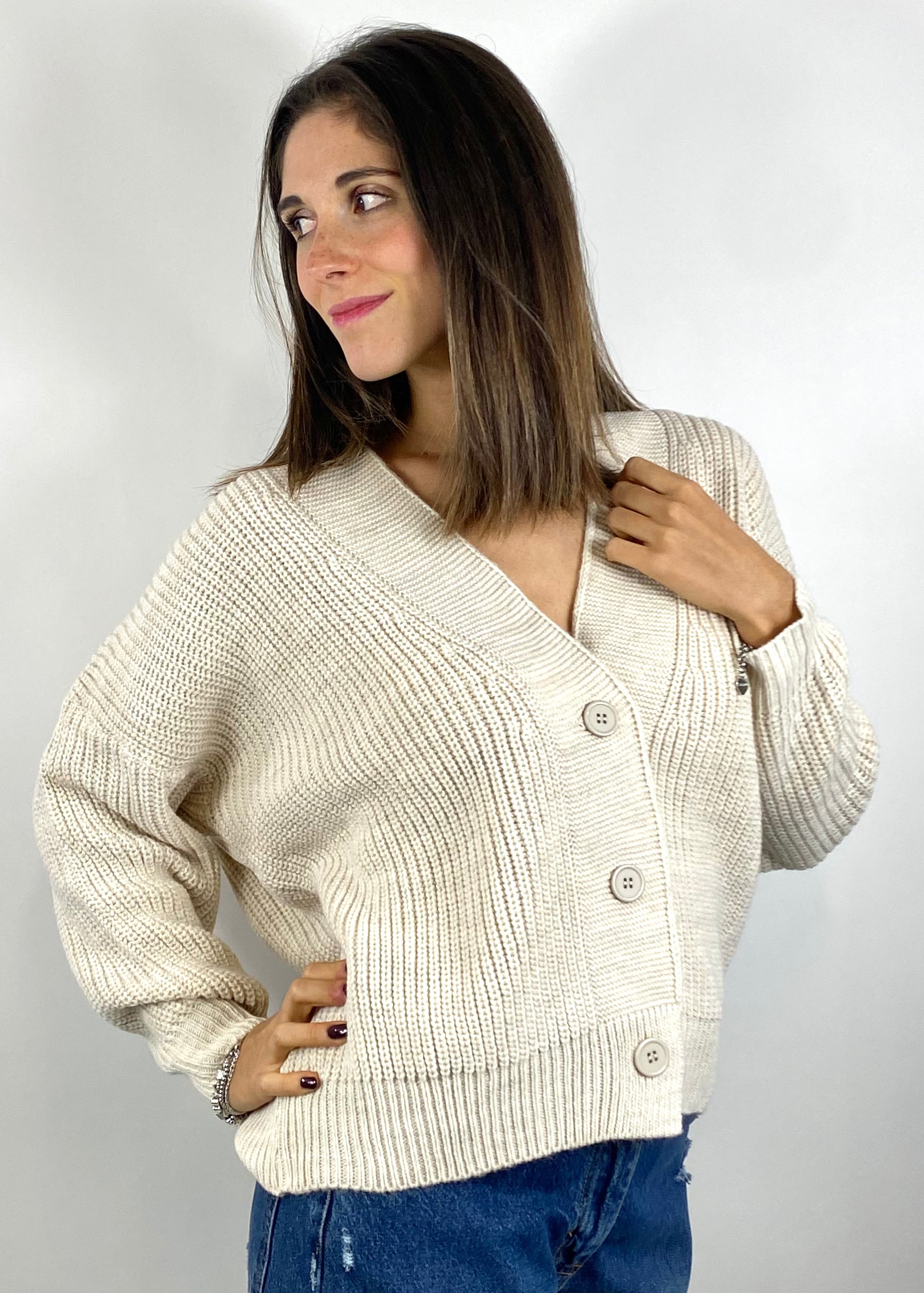 SUSY MIX CARDIGAN A COSTE BEIGE