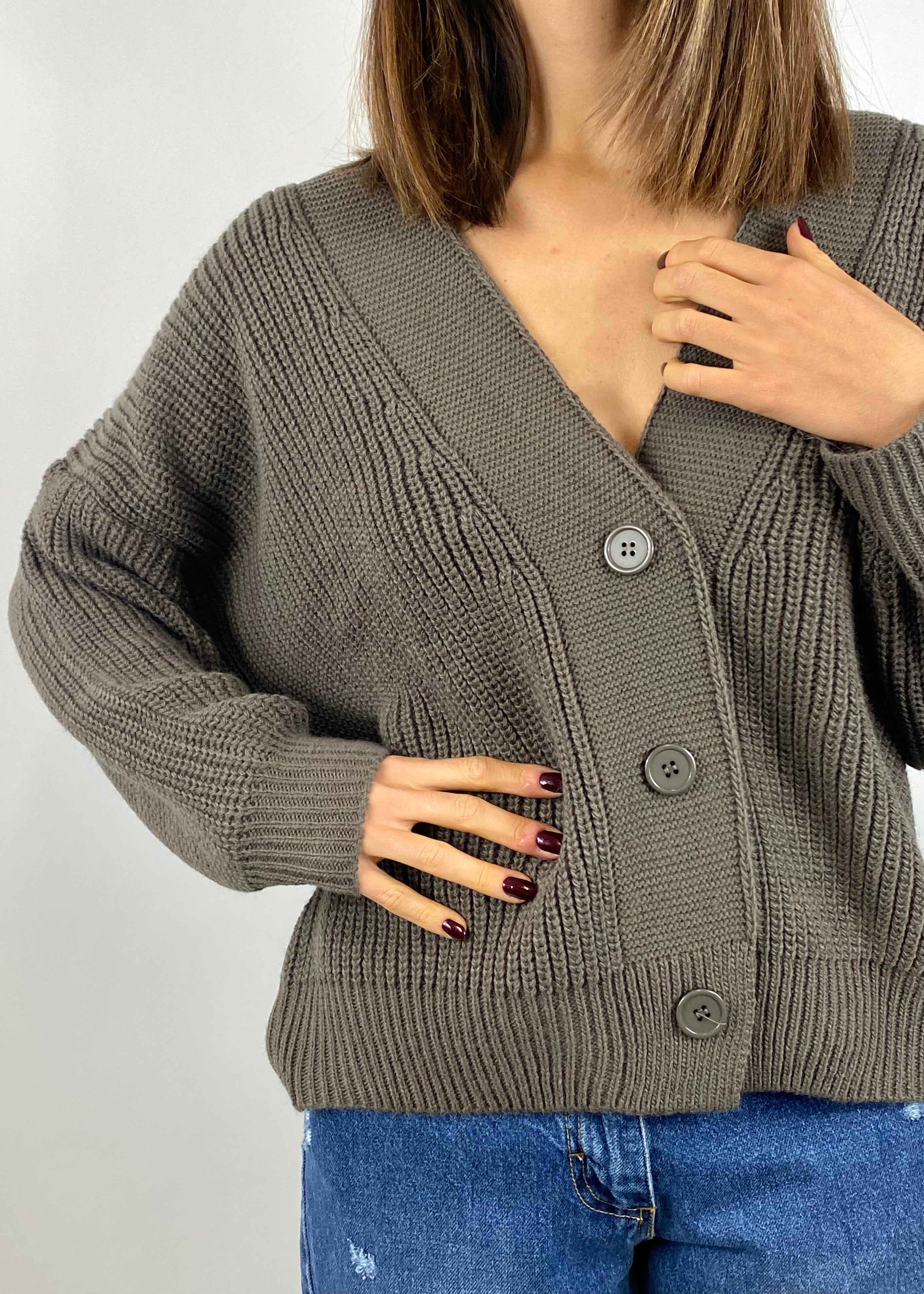 SUSY MIX CARDIGAN A COSTE TORTORA