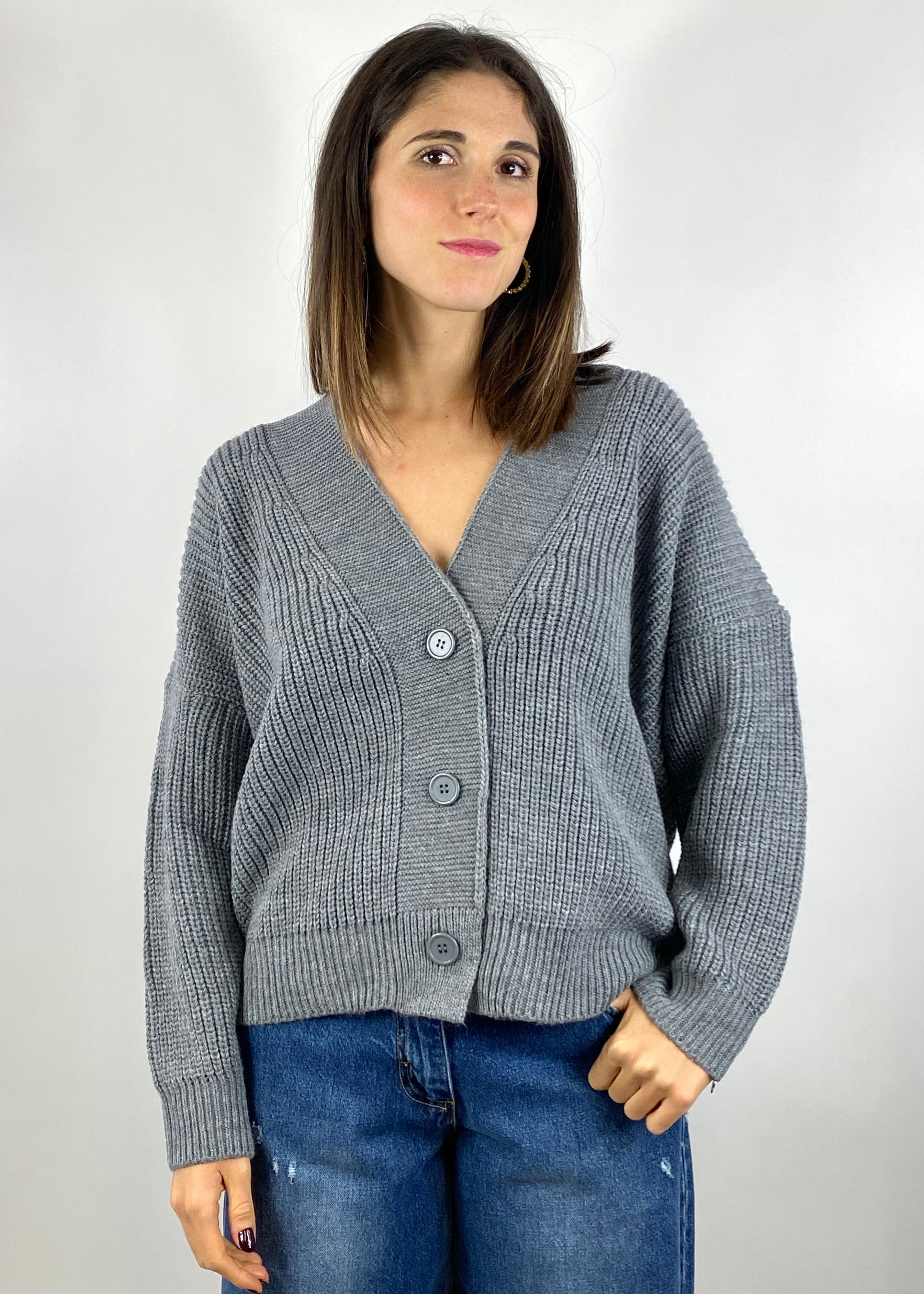 SUSY MIX CARDIGAN A COSTINE GRIGIO