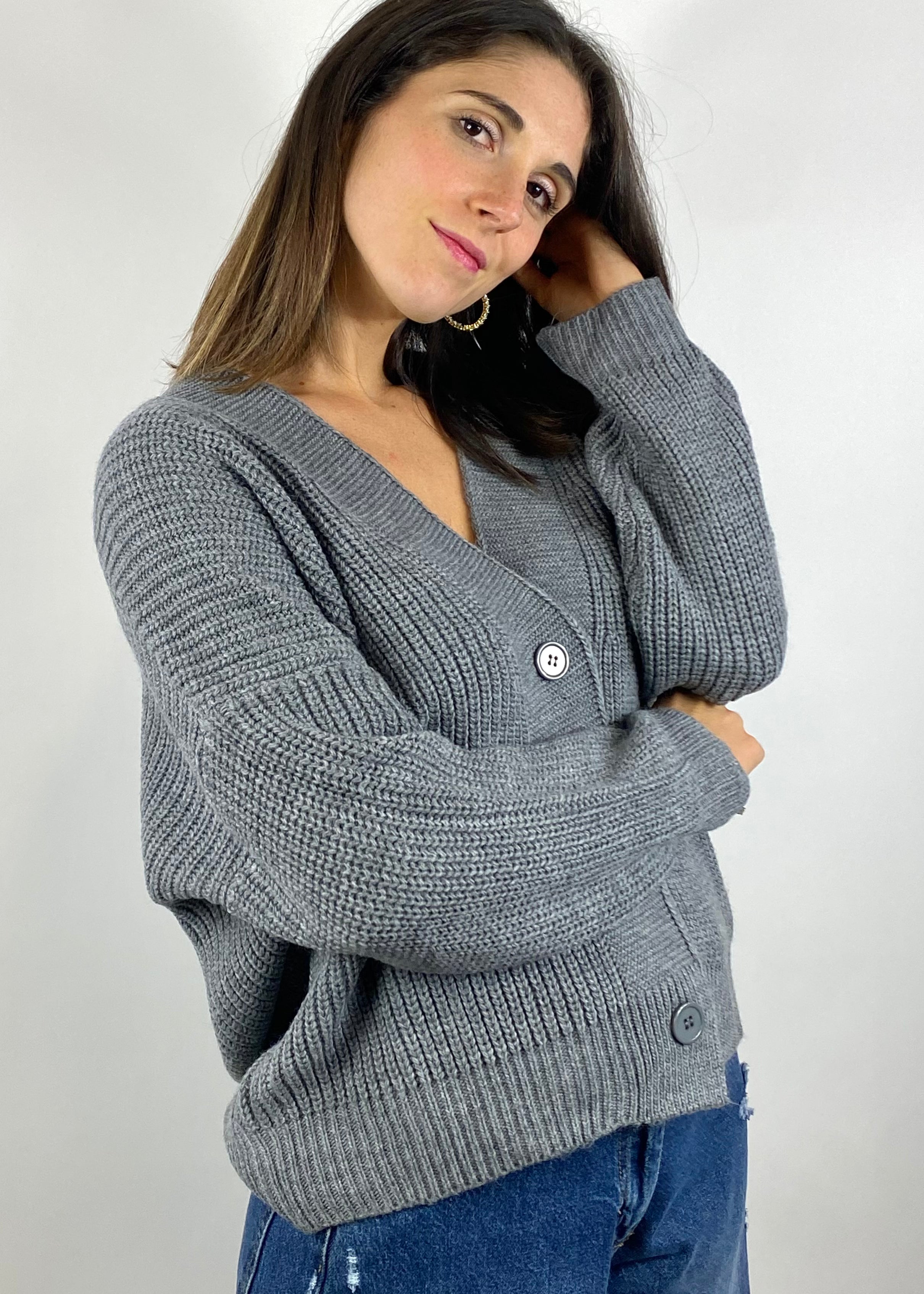 SUSY MIX CARDIGAN A COSTINE GRIGIO