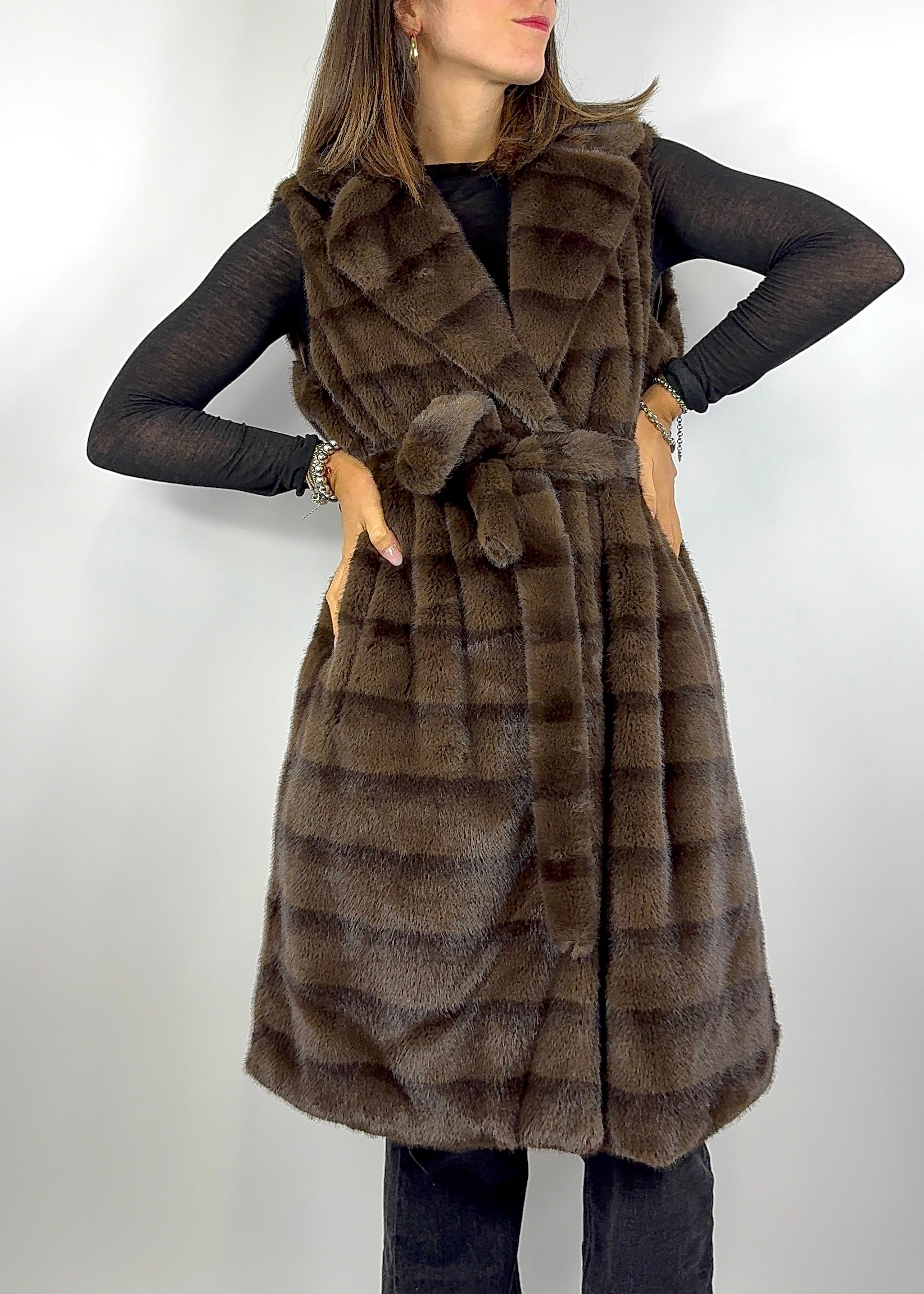 CECILE GILET ECO-PELLICCIA VISONE