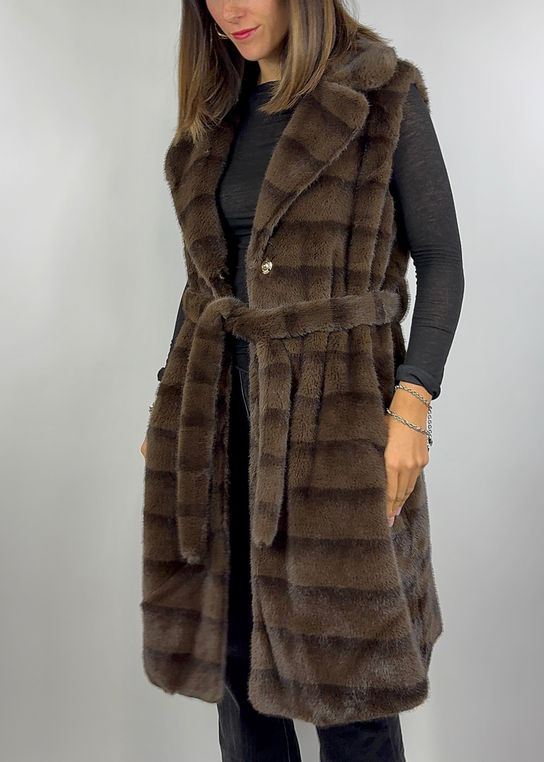 CECILE GILET ECO-PELLICCIA VISONE