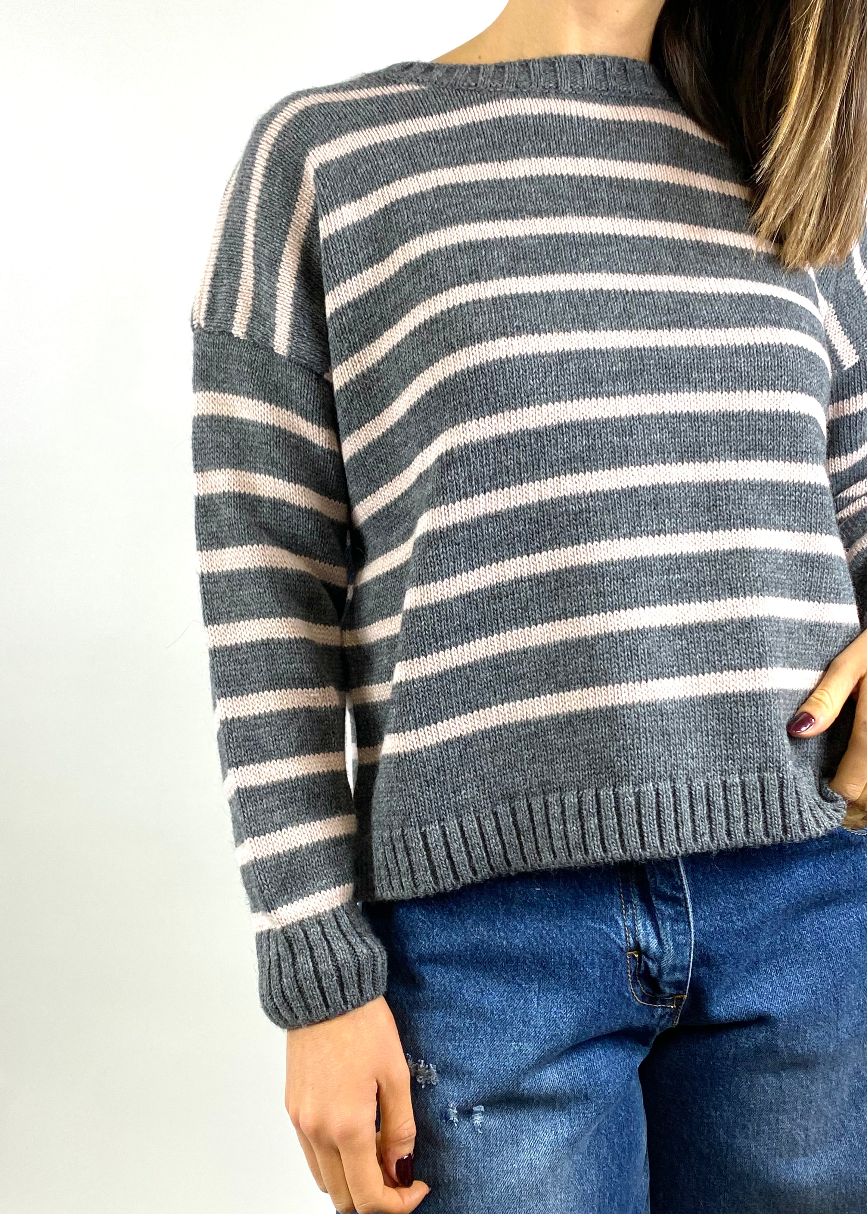 SUSY MIX MAGLIONE A RIGHE GRIGIO