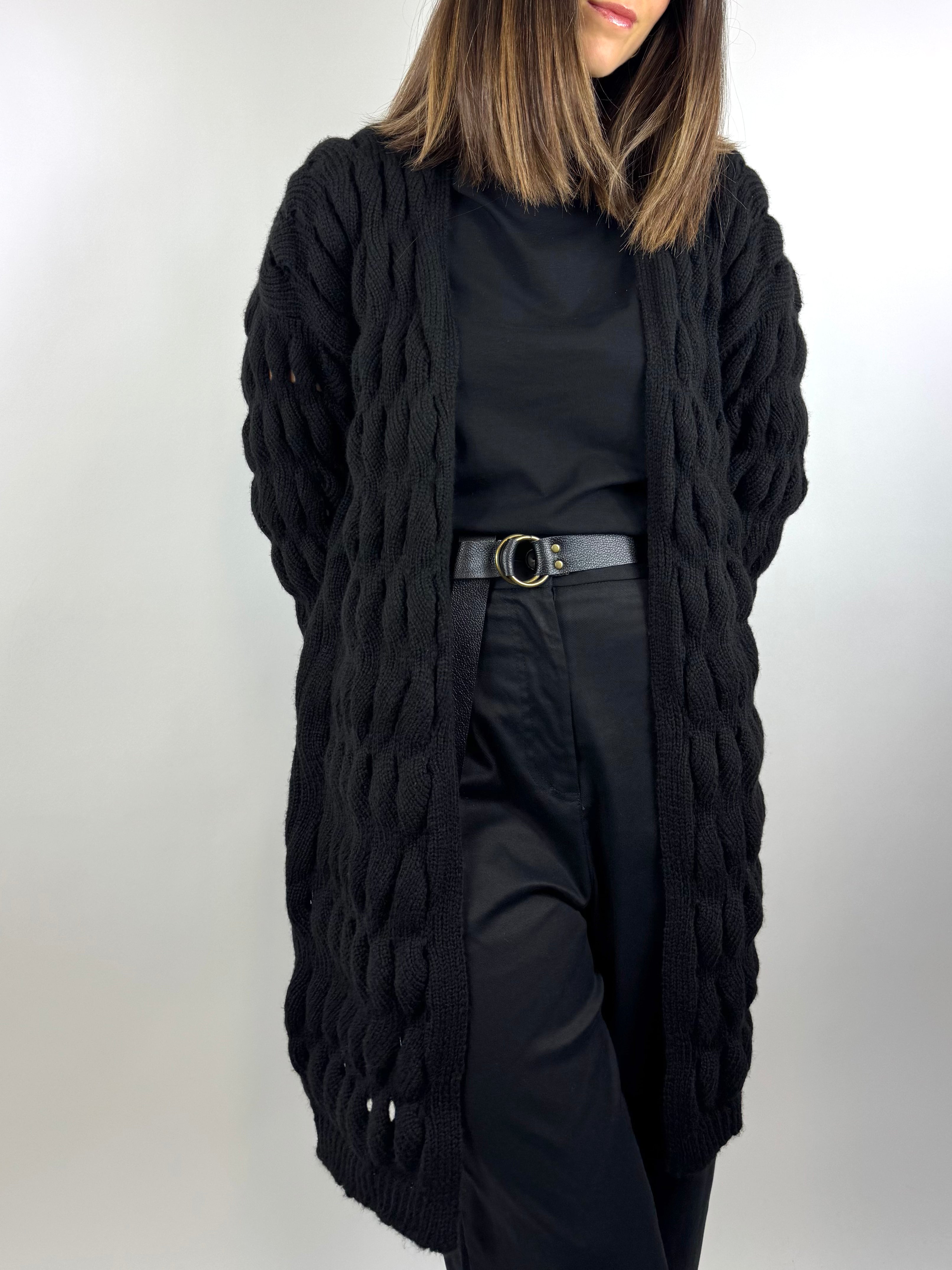 SUSY MIX CARDIGAN NERO LUNGO