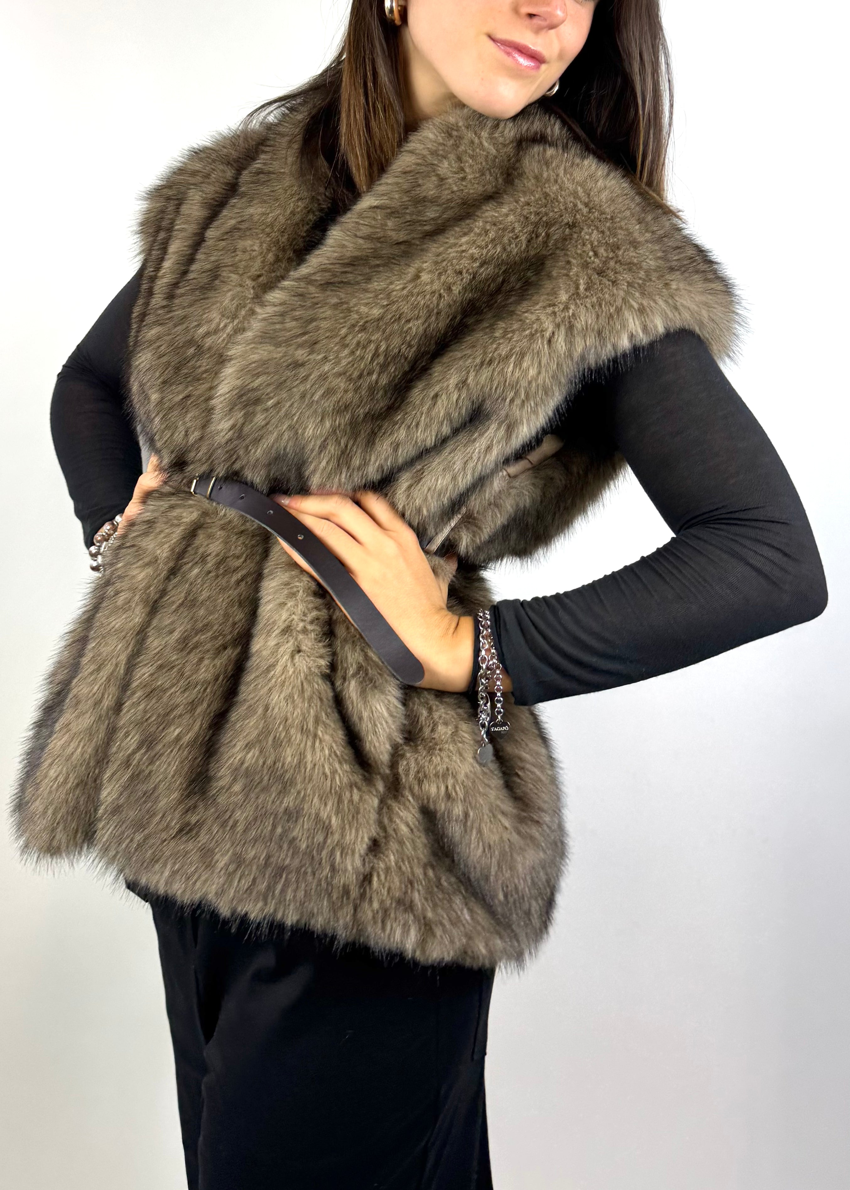 SUSY MIX GILET ECOPELLICCIA MORO