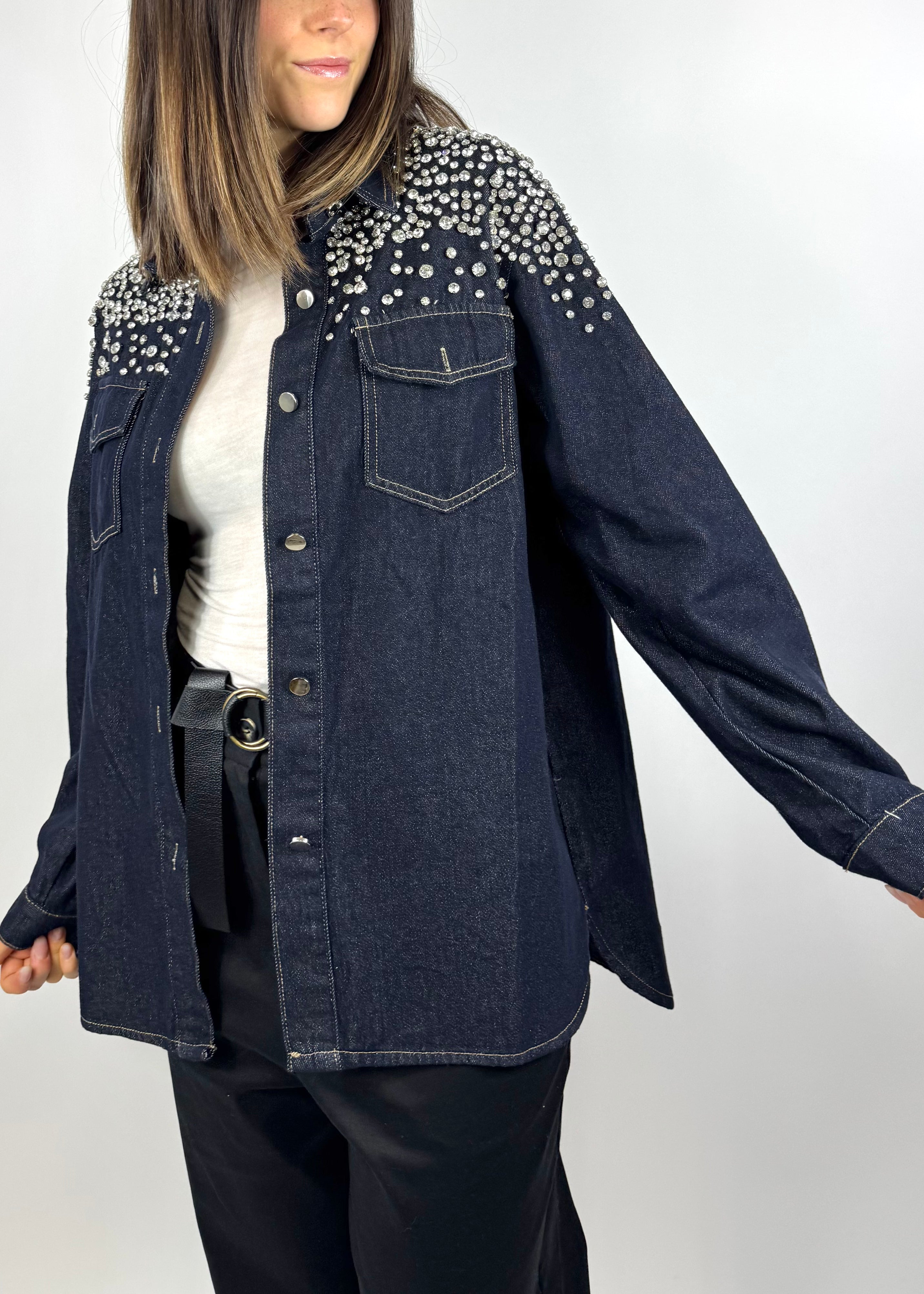 SUSY MIX CAMICIA BLU STRASS