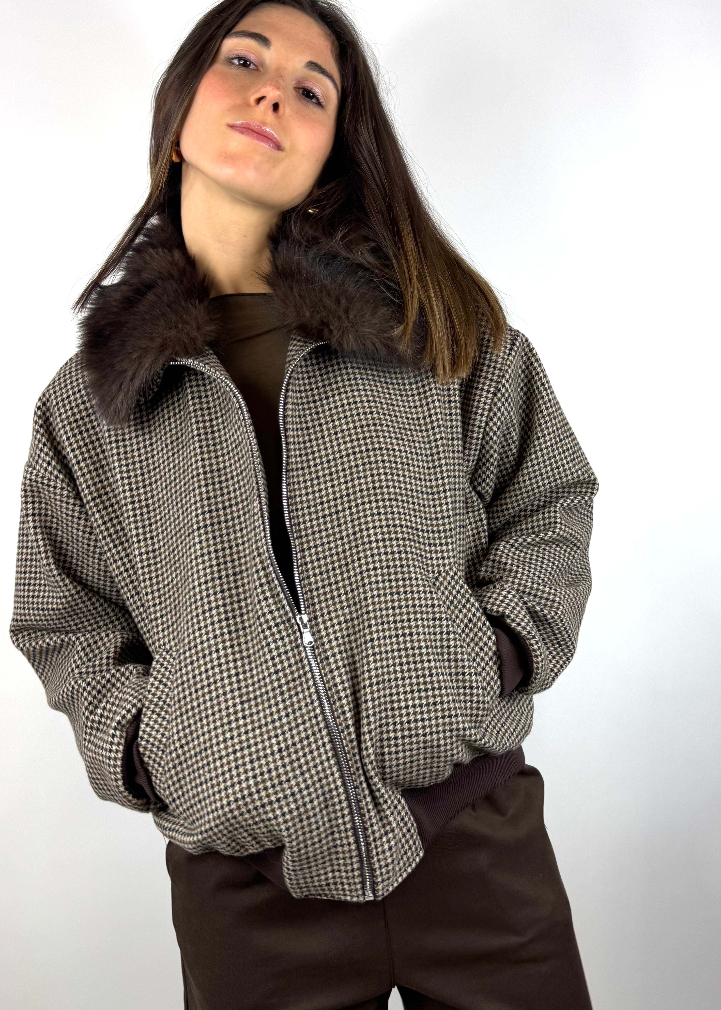 SUSY MIX BOMBER CON COLLETTO ECOPELLICCIA