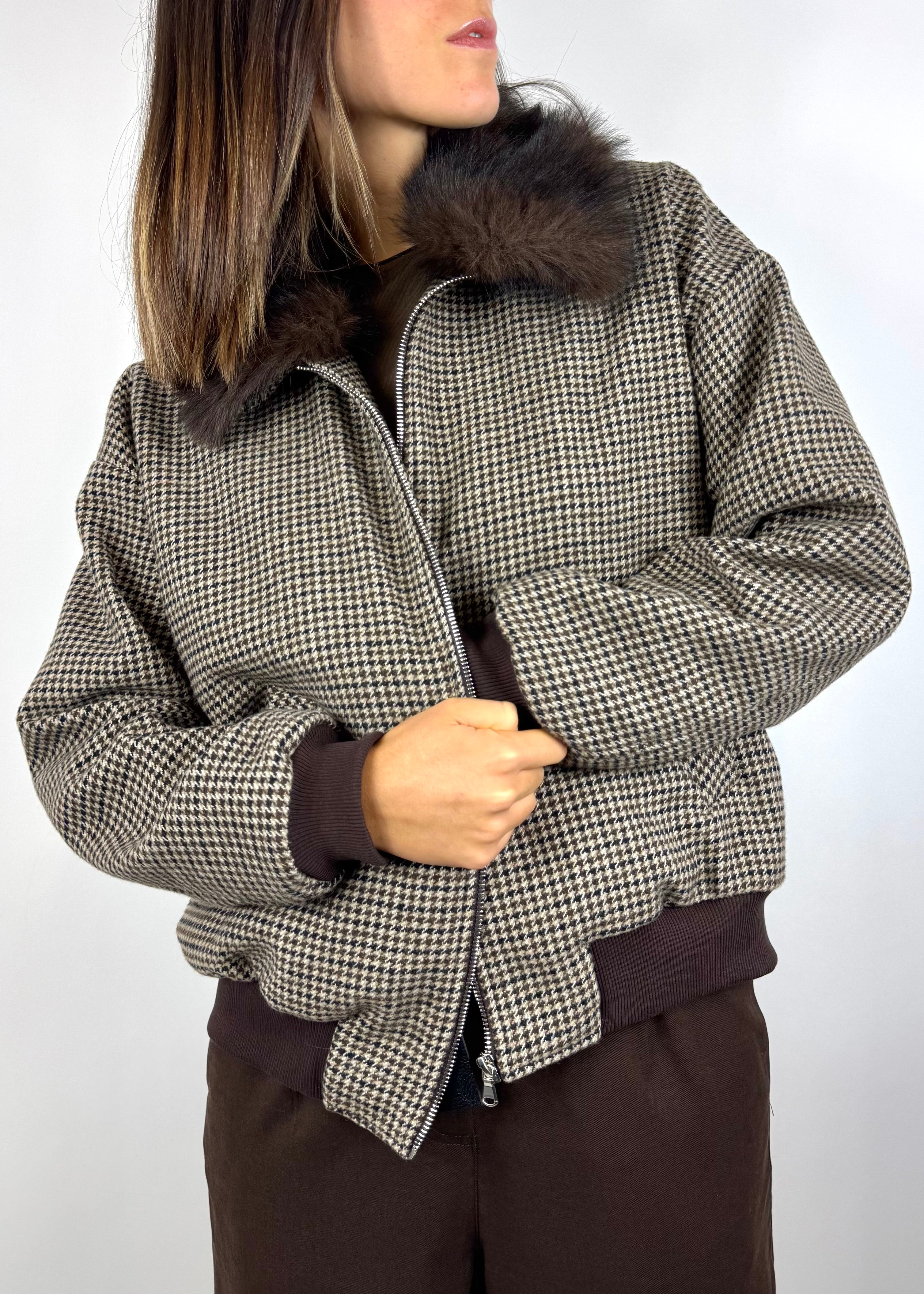 SUSY MIX BOMBER CON COLLETTO ECOPELLICCIA