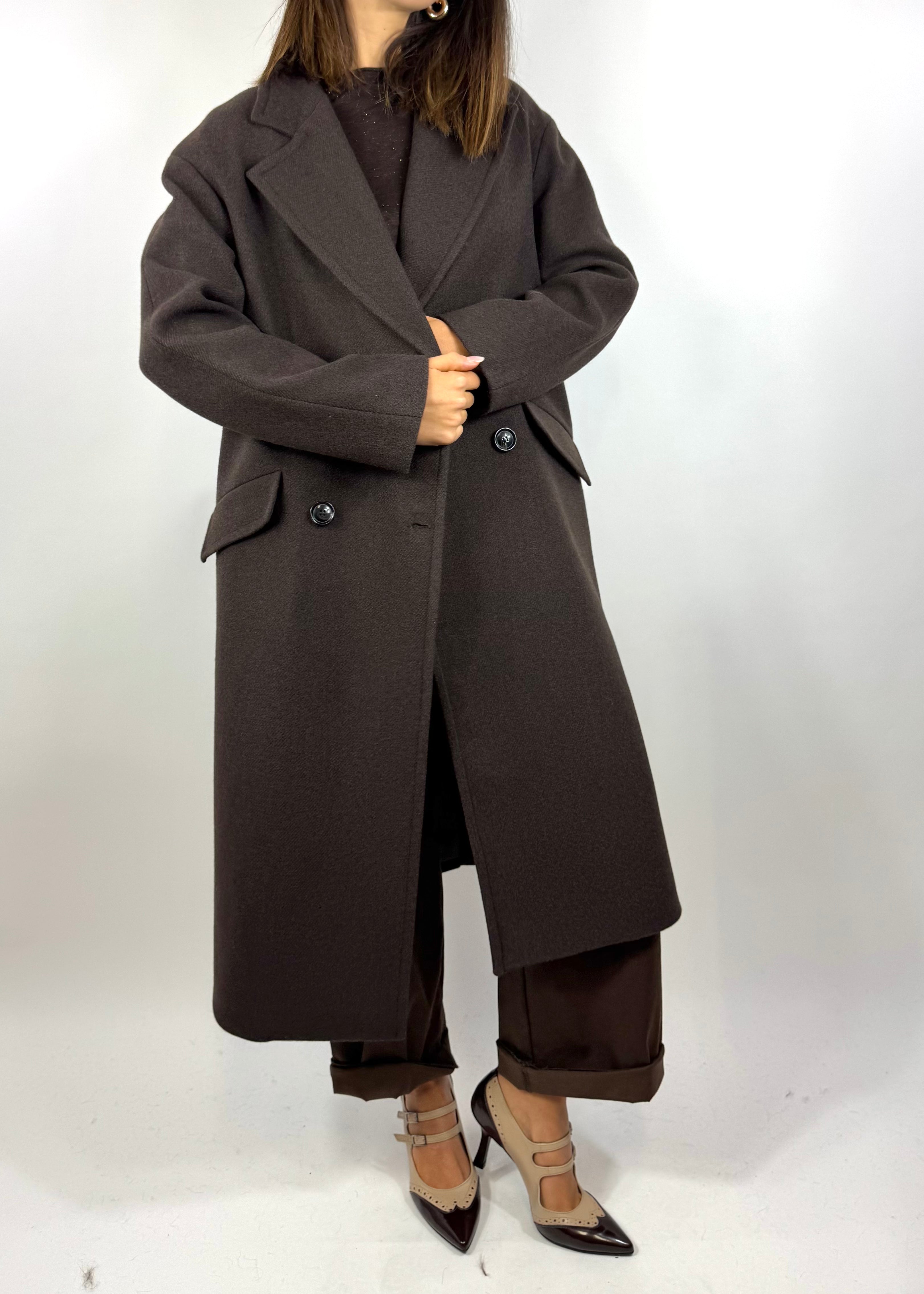 CECILE CAPPOTTO DOPPIO PETTO MORO