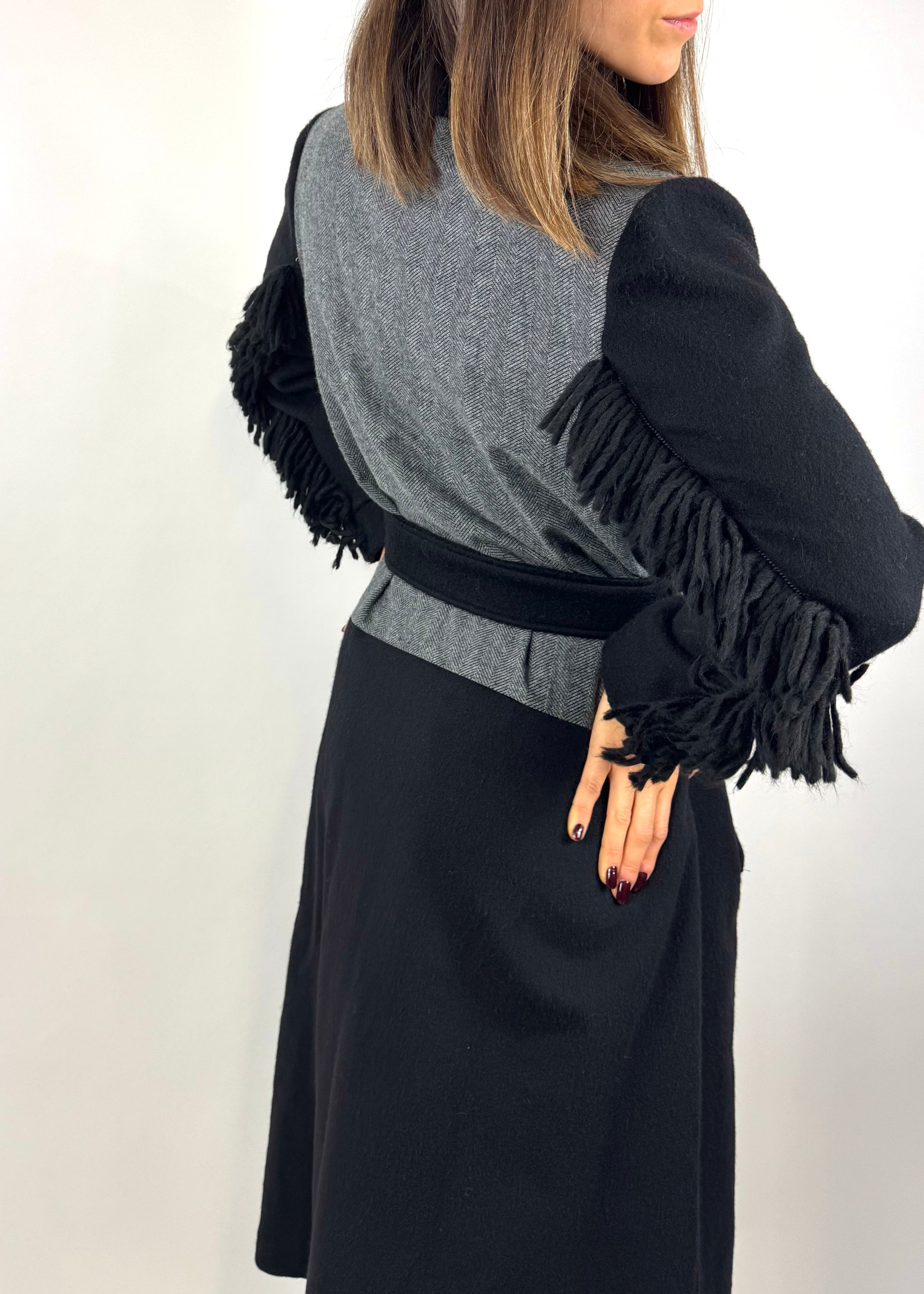 SUSY MIX CAPPOTTO VESTAGLIA NERO E GRIGIO